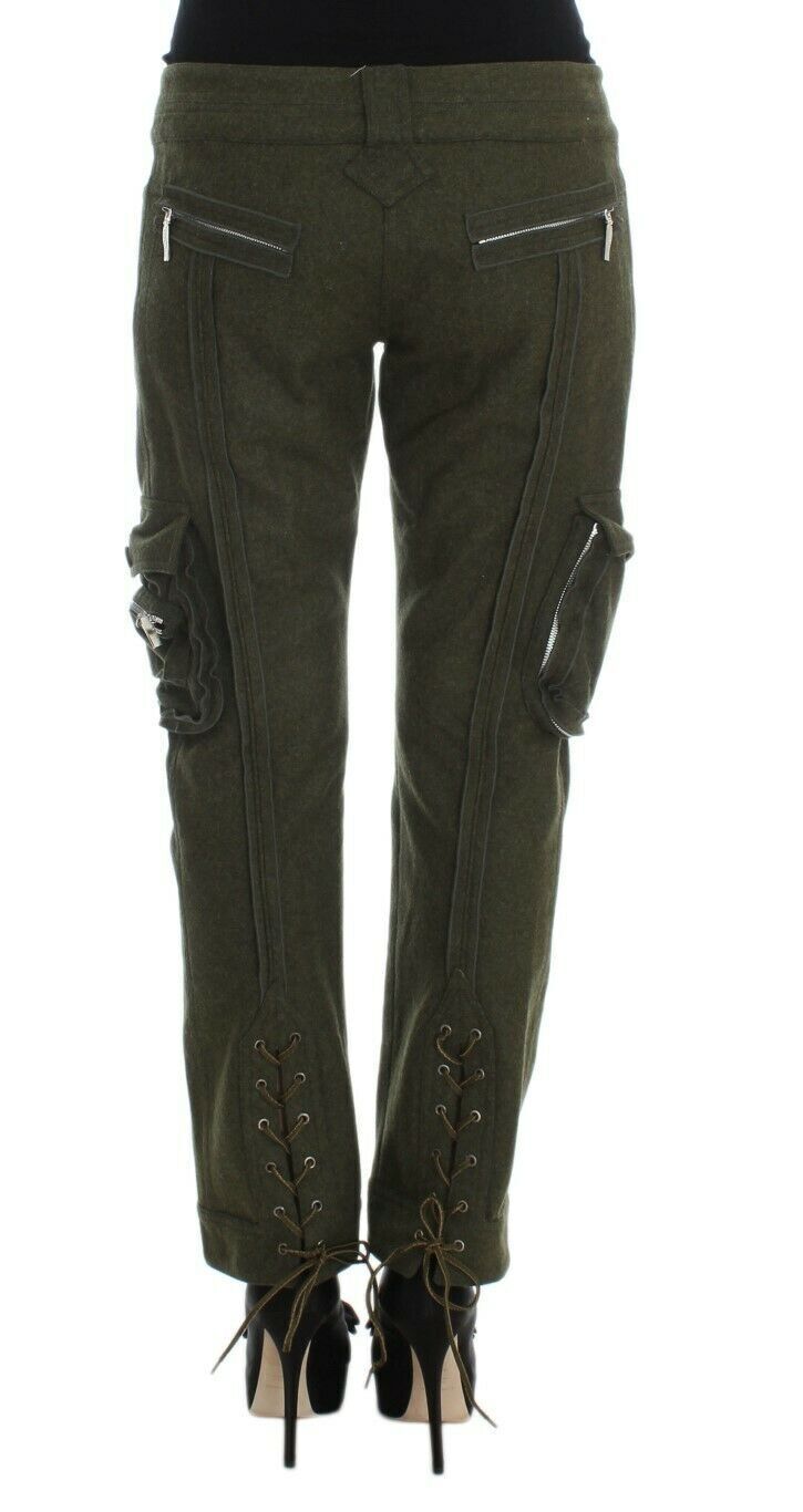 UVP $560 Ermanno Scervino Designer Khaki Grün Wollmischung Hose Hose W28