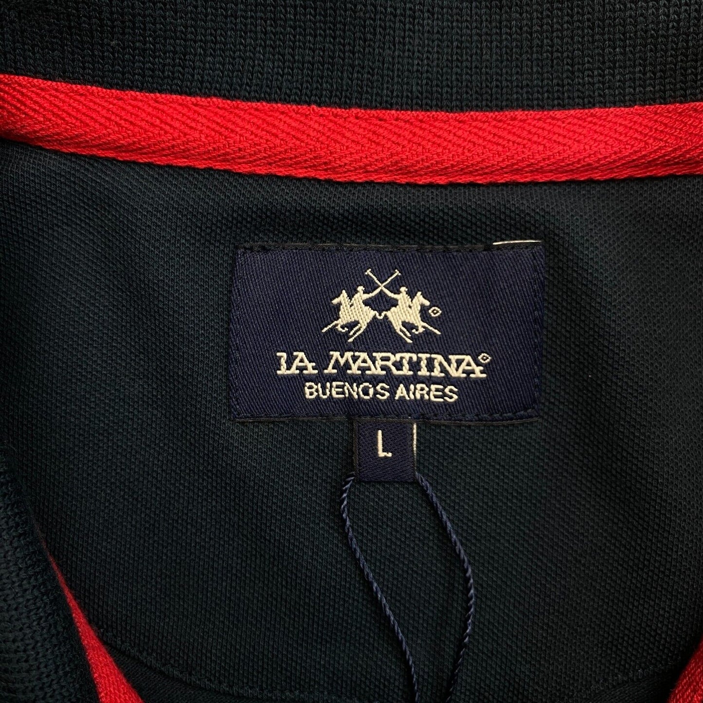 LA MARTINA Polo Bleu Marine Piquet Stretch Manches Courtes Taille L