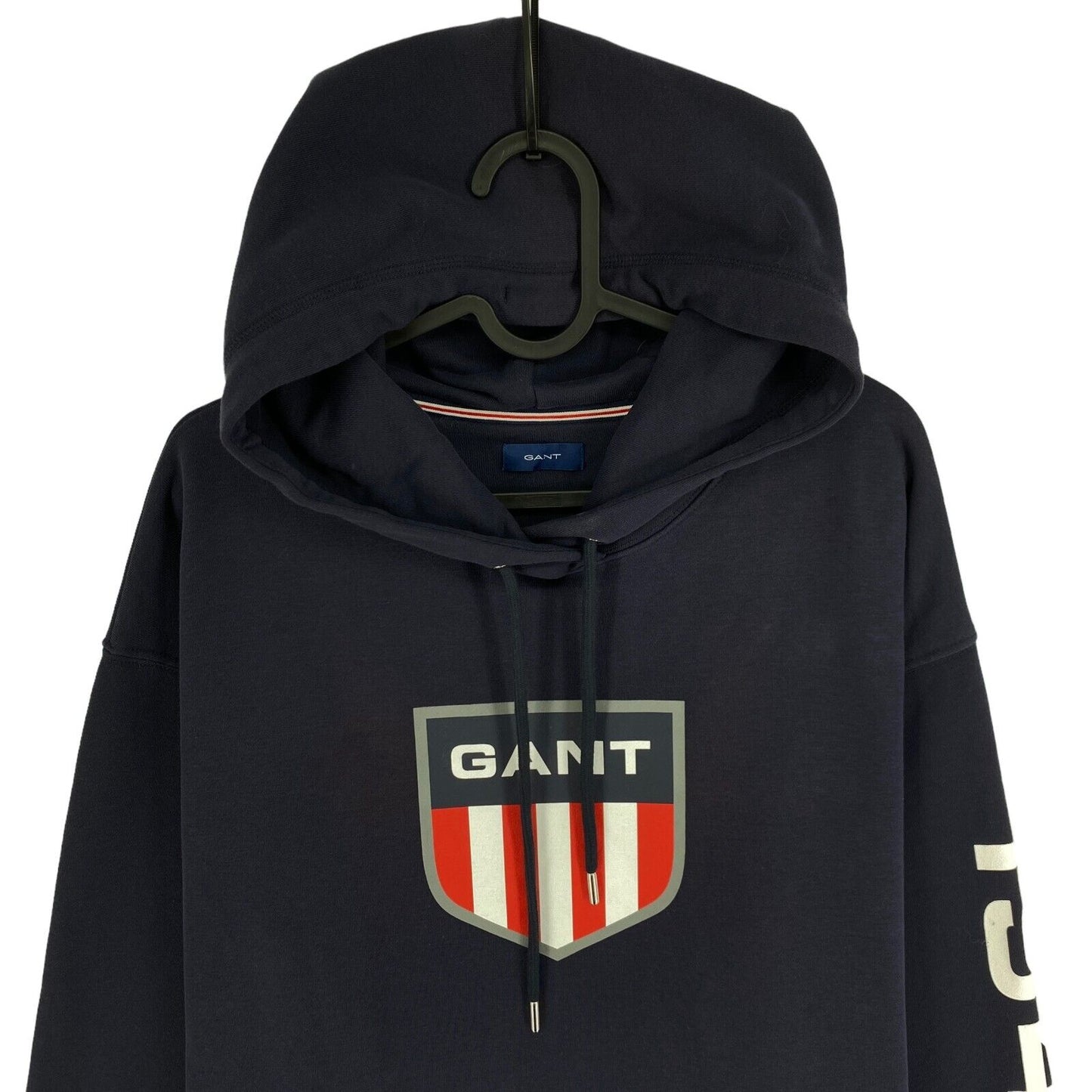 GANT Bleu Marine Retro Shield Manches Longues Sweat à Capuche Robe Taille XS