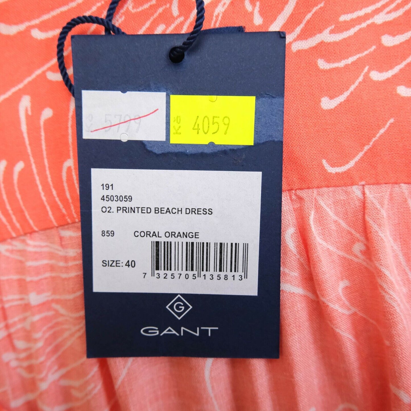 GANT Orange bedrucktes Strandkleid Größe EU 40 UK 14 US 10