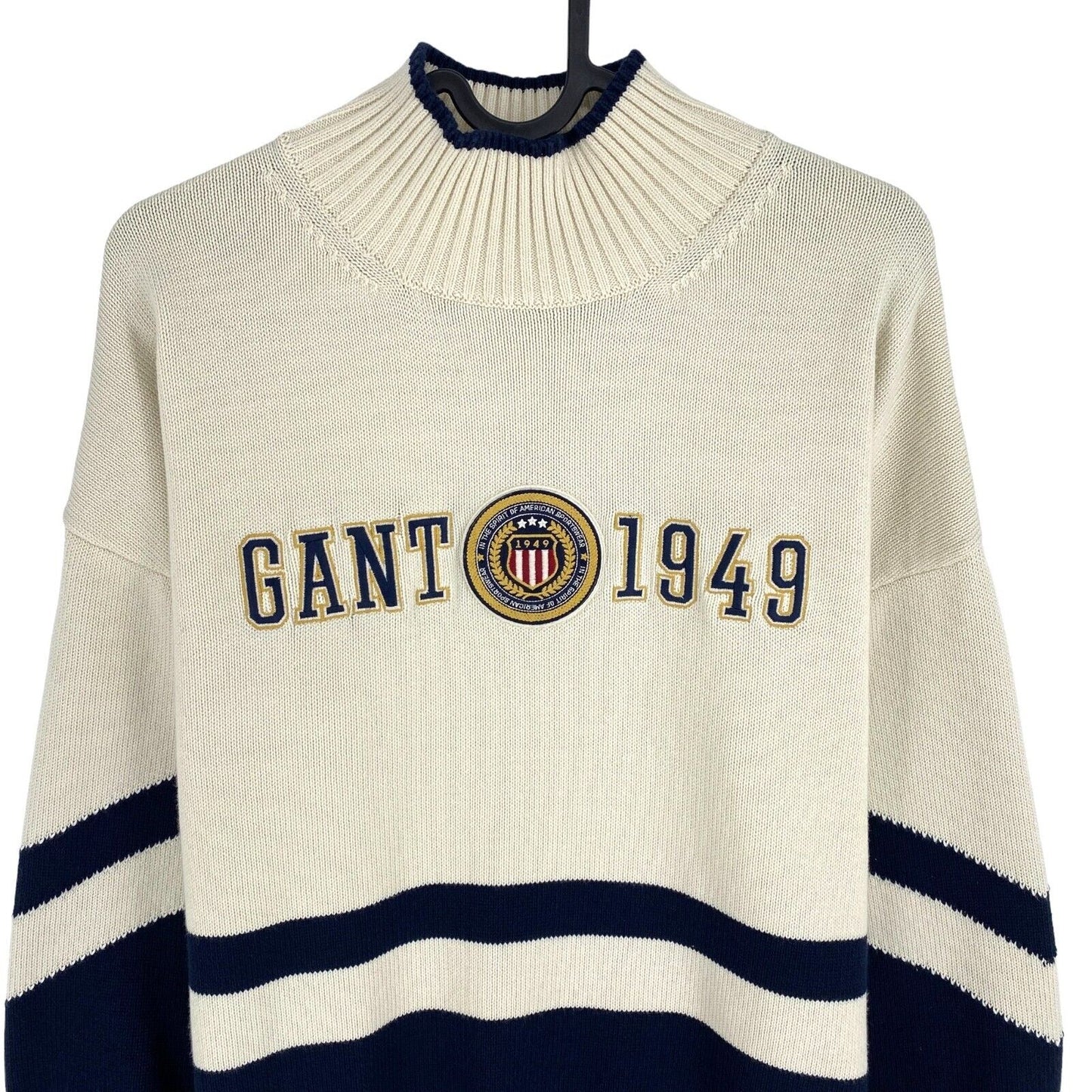 GANT Beige Logo Pull à col montant Pull Taille M