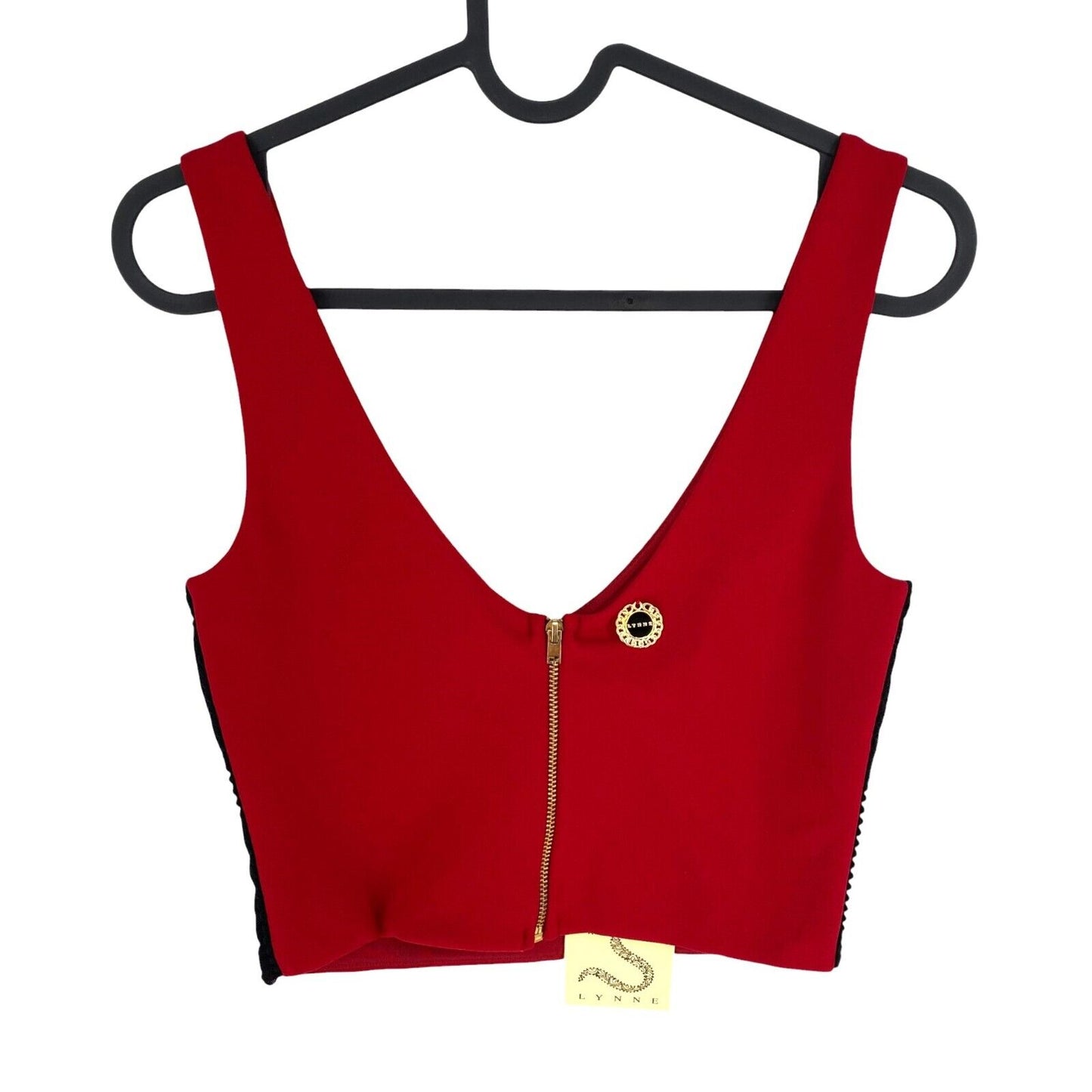 LYNNE Women Red V Neck Bustier Crop Top Blouse Size EU 40 UK 12 US 10