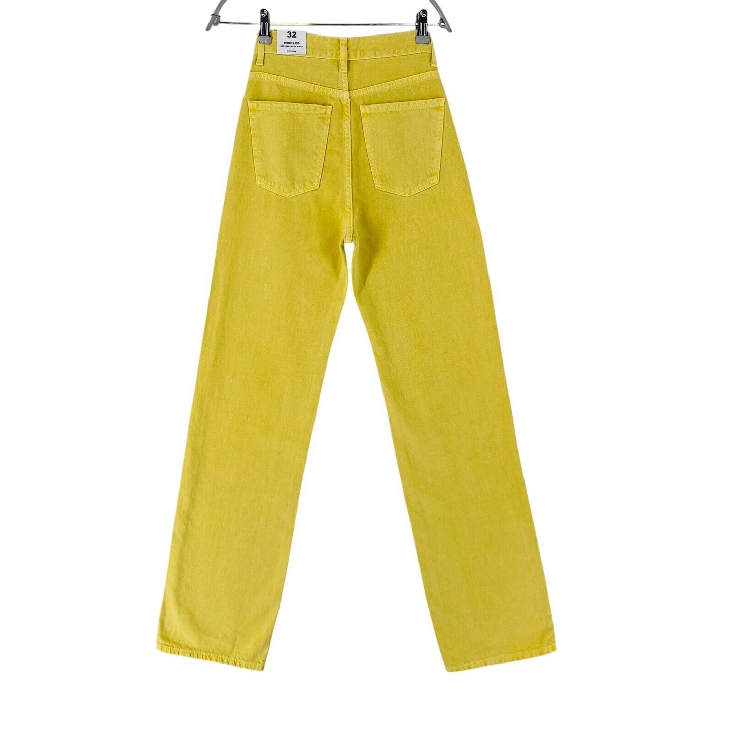 MANGO Women Yellow High Waist Regular Wide Leg Fit Jeans EUR 32 US 1 W23