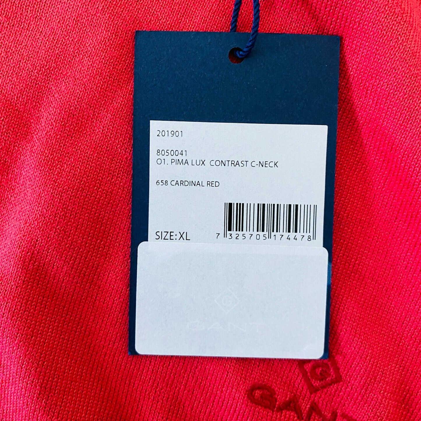 GANT Light Red Crew Neck Pima Lux Contrast Sweater Jumper Size XL