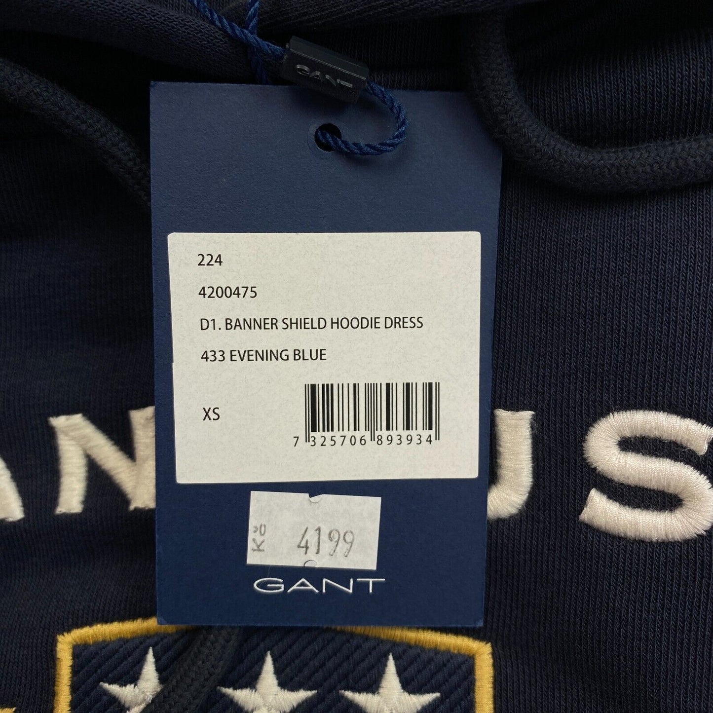 GANT Navy Blue Banner Shield Hoodie Dress Size XS