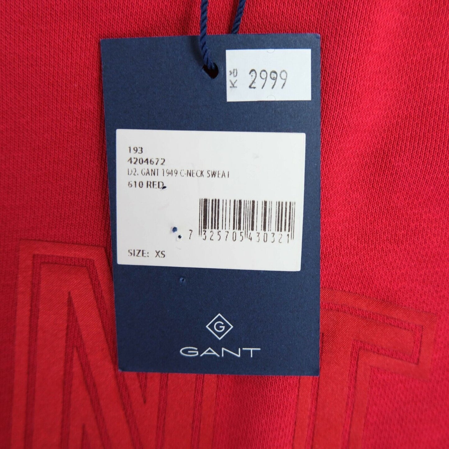 GANT Red Crew Neck Cotton Sweater Jumper Sweatshirt Size XS