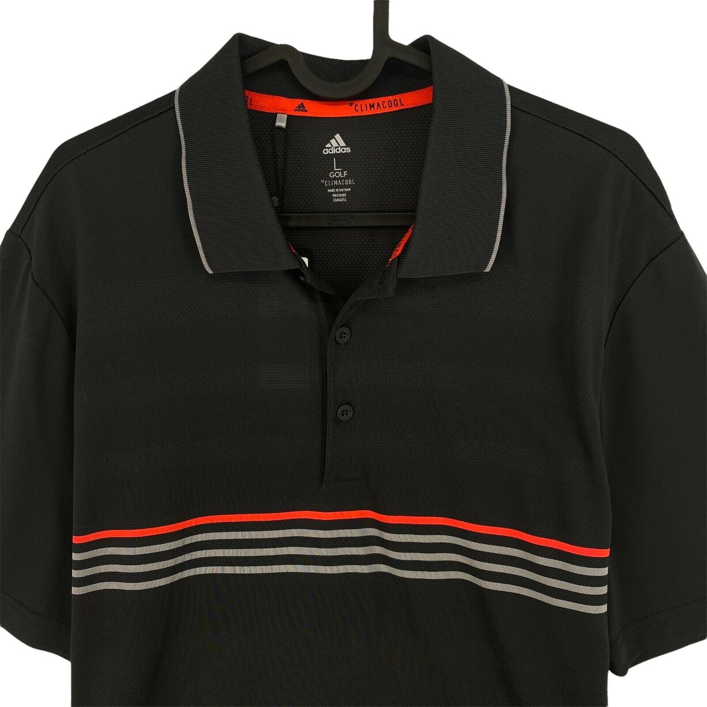 Adidas Golf Climacool Dark Grey Athletic Merch Jaquard Polo Shirt Size L