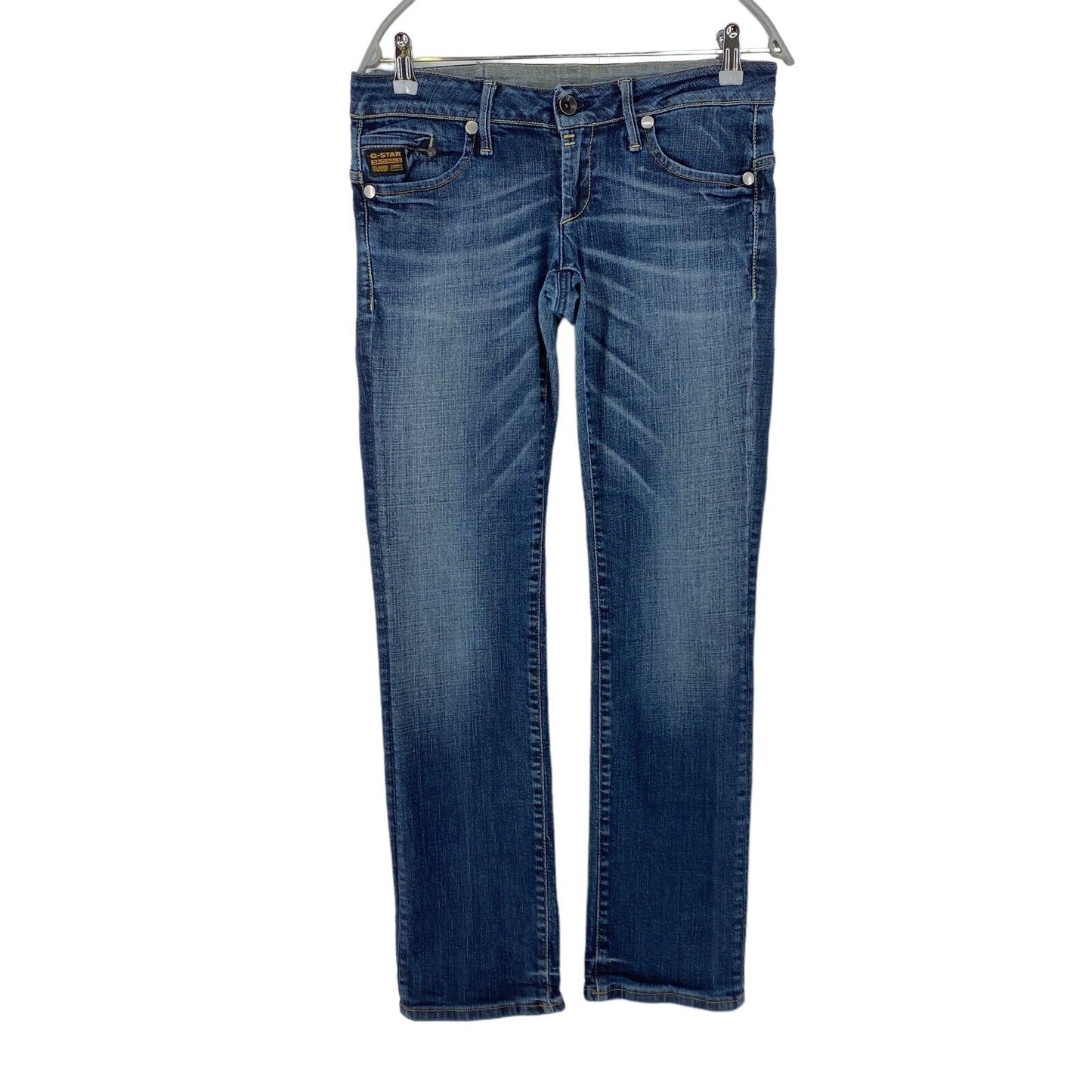 G-STAR MIDGE Femme Bleu Regular Straight Fit Jeans W30 L32 Fabriqué en Italie