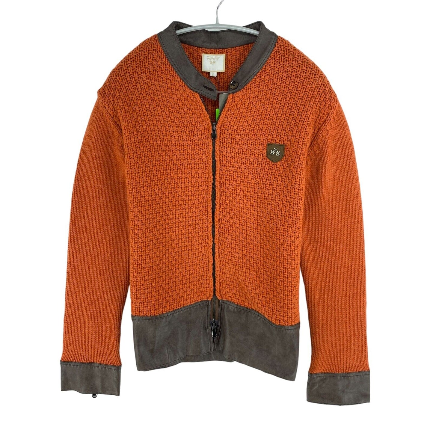 LA MARTINA Orange Tricoté Pull Zippé Pull Taille 3 / M