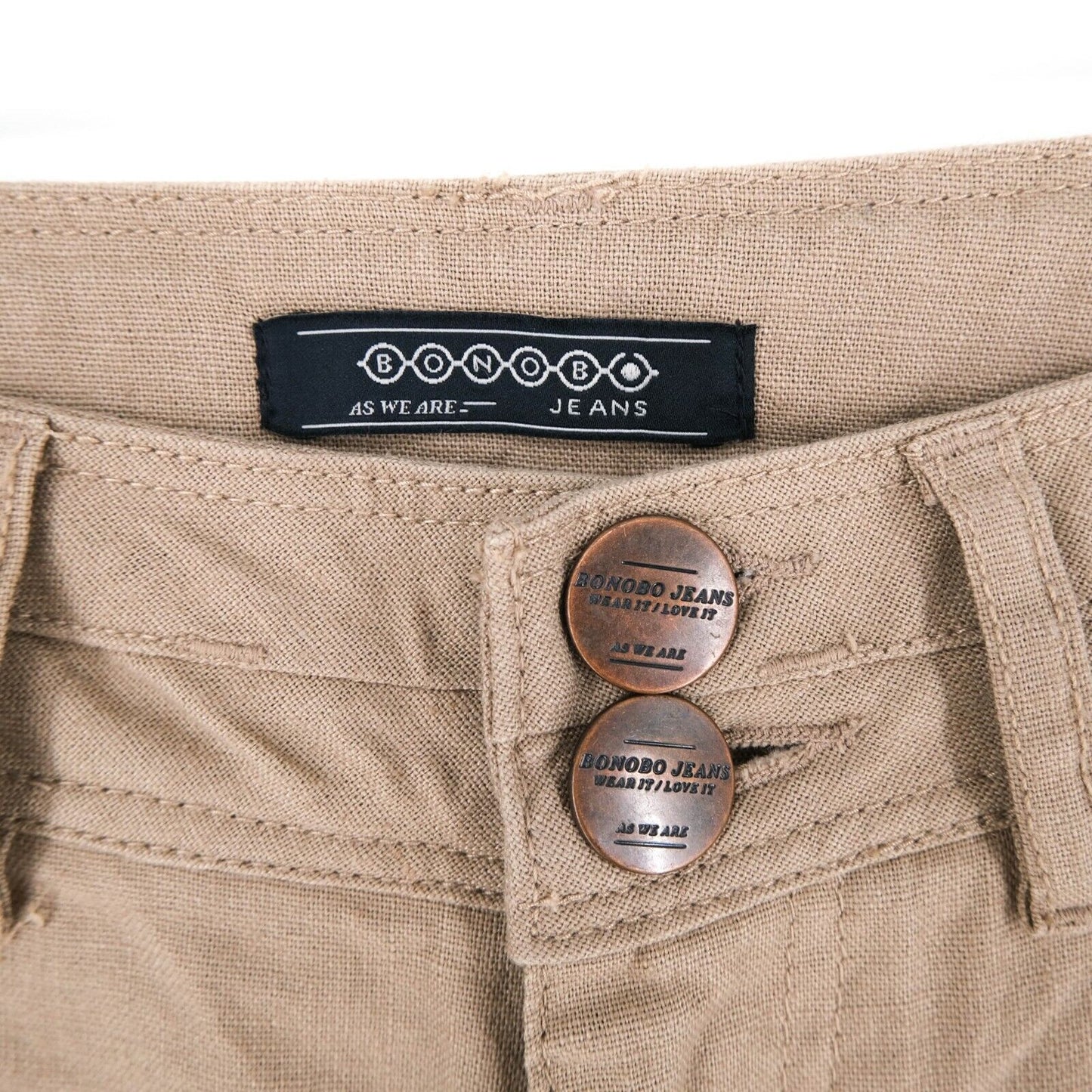 BONOBO JEANS Light Brown Linen Blend Pants Trousers Size 34