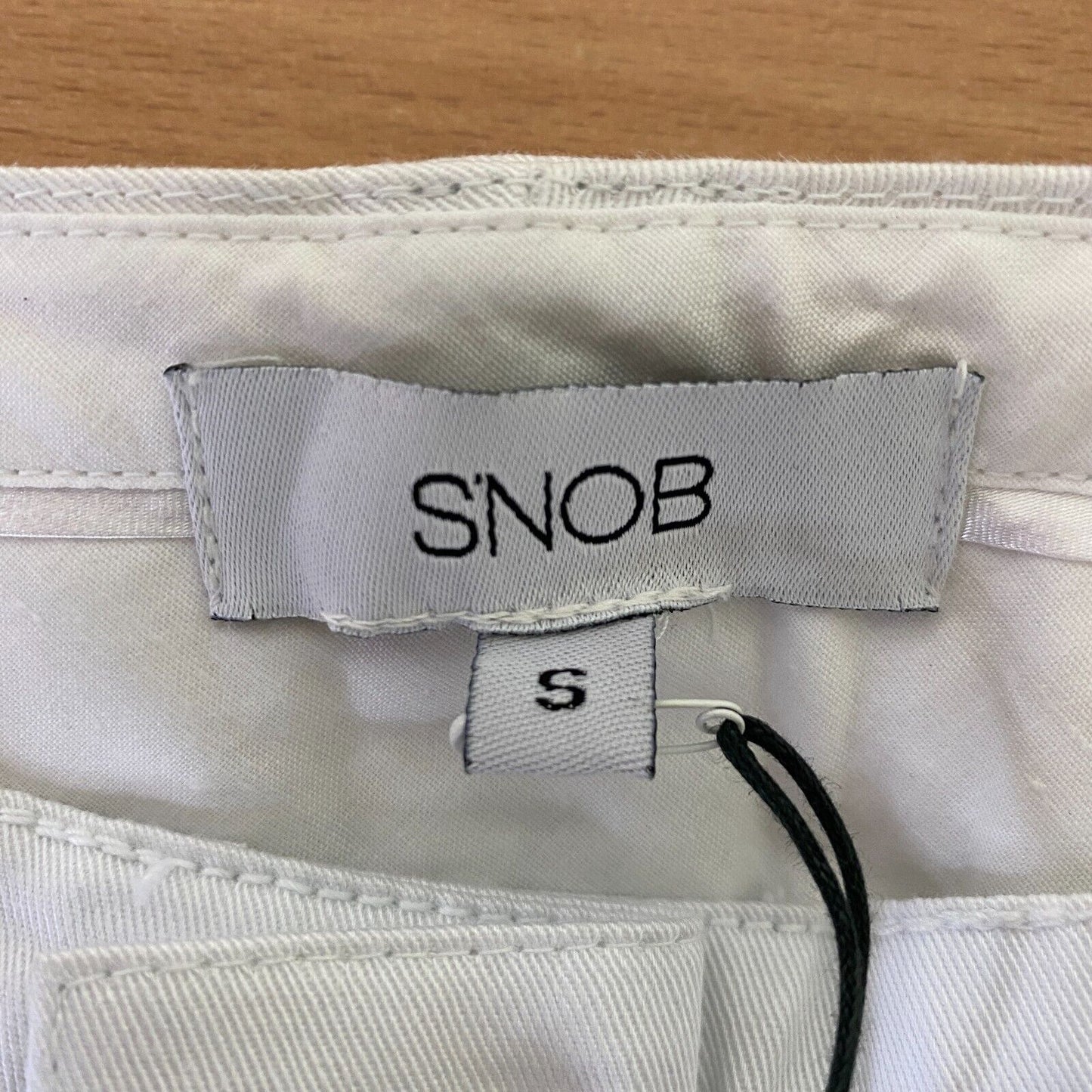 S`NOB White Wide Leg Fit Chino Pants Trousers Size S