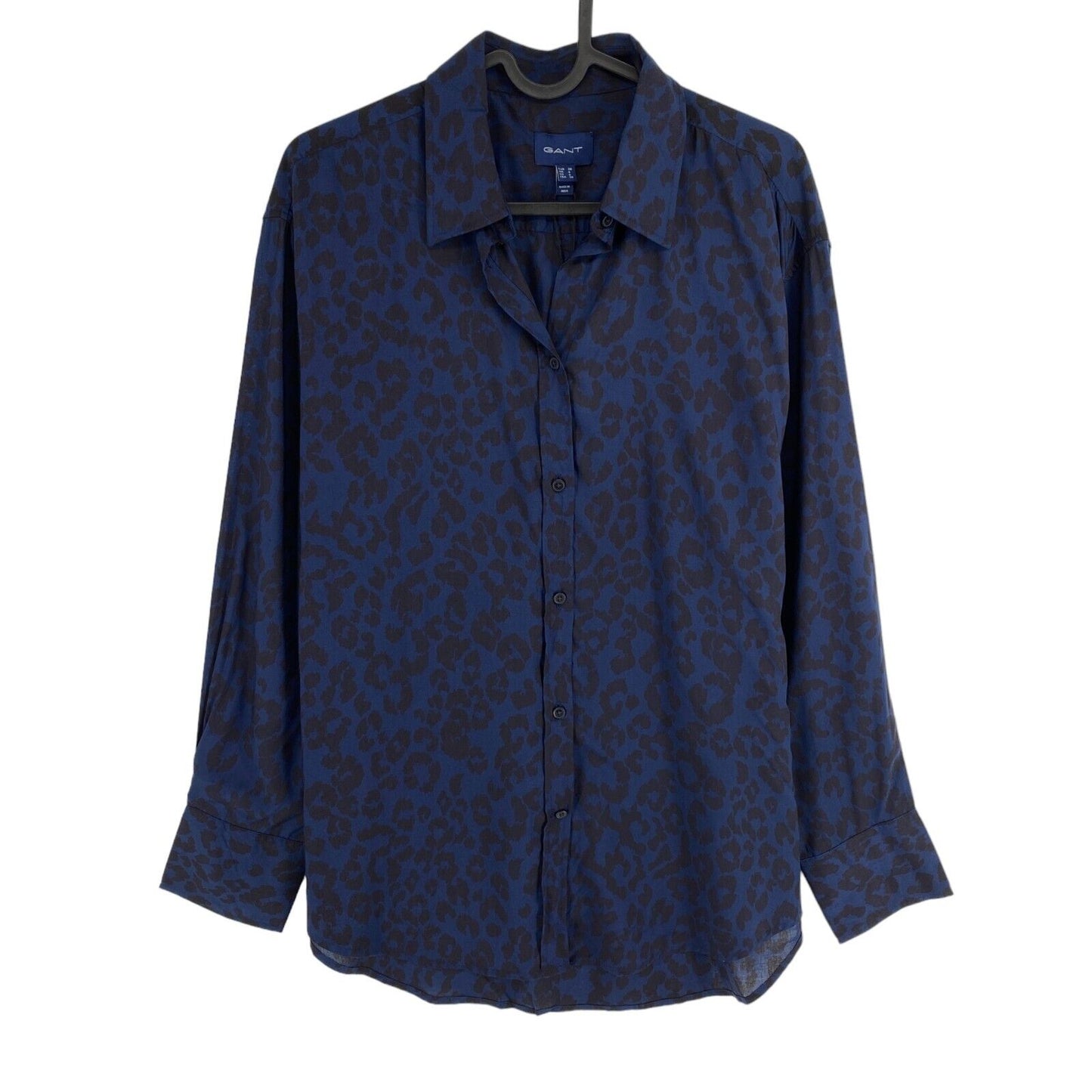 GANT Navy Blue Leopard Print Shirt Size EU 36 UK 8 US 6