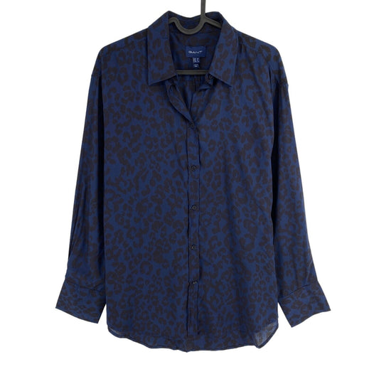 GANT Navy Blue Leopard Print Shirt Size EU 36 UK 8 US 6