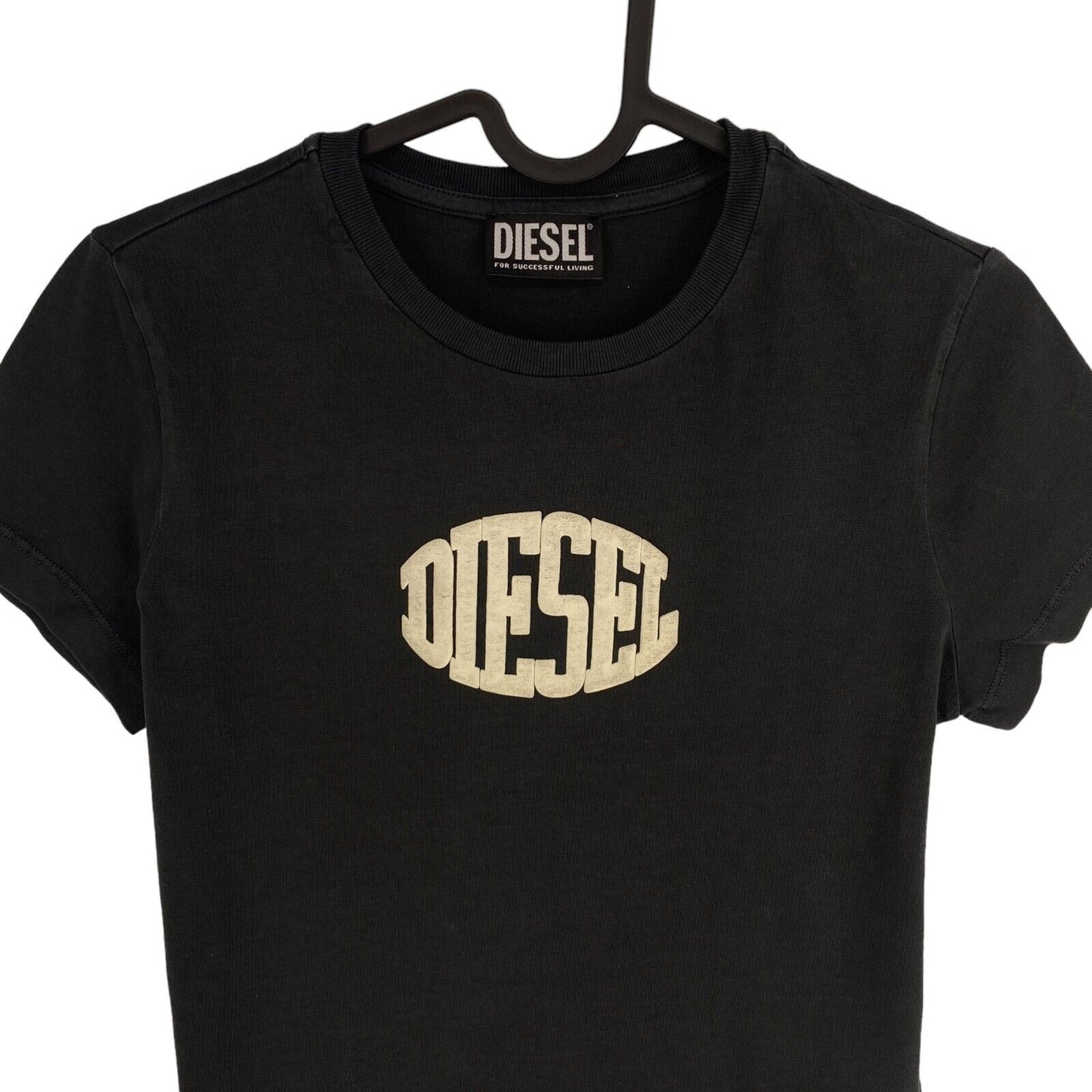 DIESEL Women Black T_SLI_E2 Crew Neck SS Top T Shirt Size XS