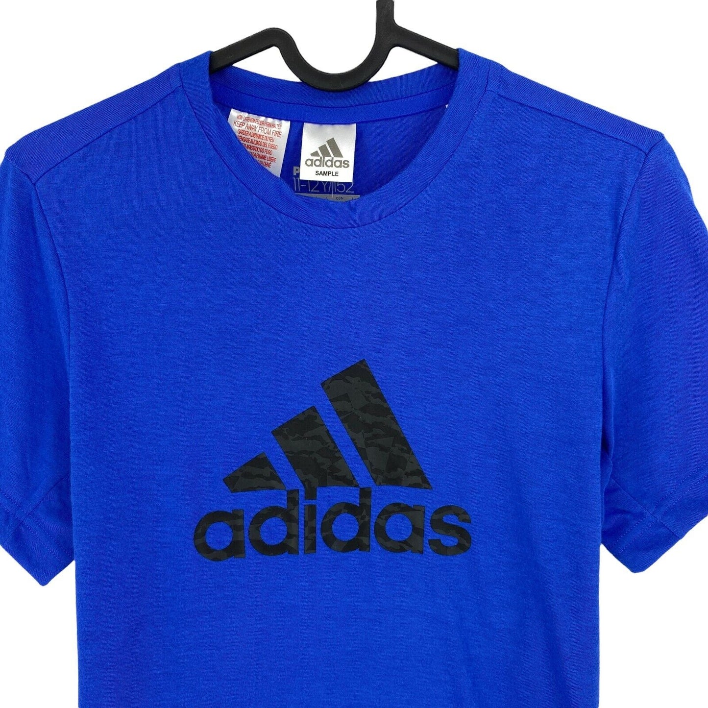 Adidas Climalite Youth Boys Blue Prime Logo Crew Neck T-shirt Taille 11-12 ans