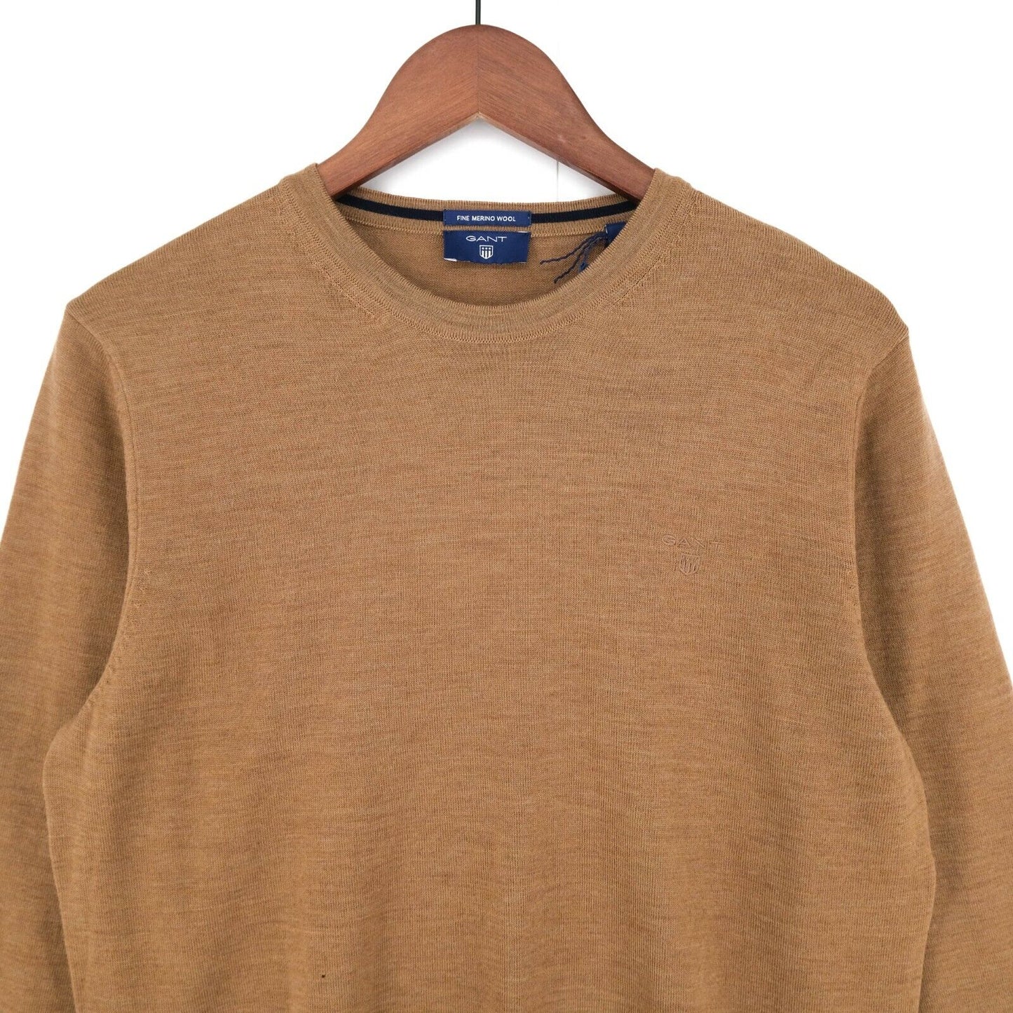 GANT Brown Fine Merino Crew Neck Jumper Pull Taille M