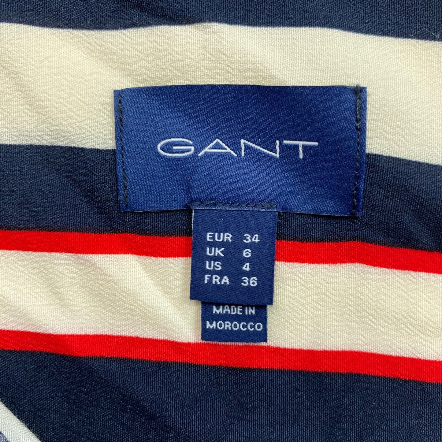 GANT Navy Blue Multistrip A Line Shirt Dress Size EU 34 UK 6 US 4