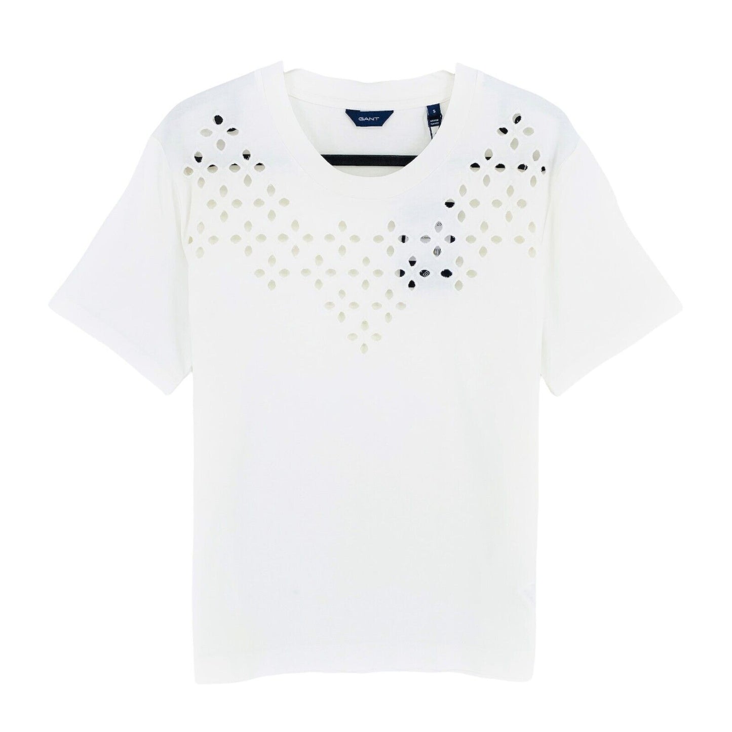 GANT Blanc Desert Jewel Broderie Ras du Cou SS T-shirt Taille S