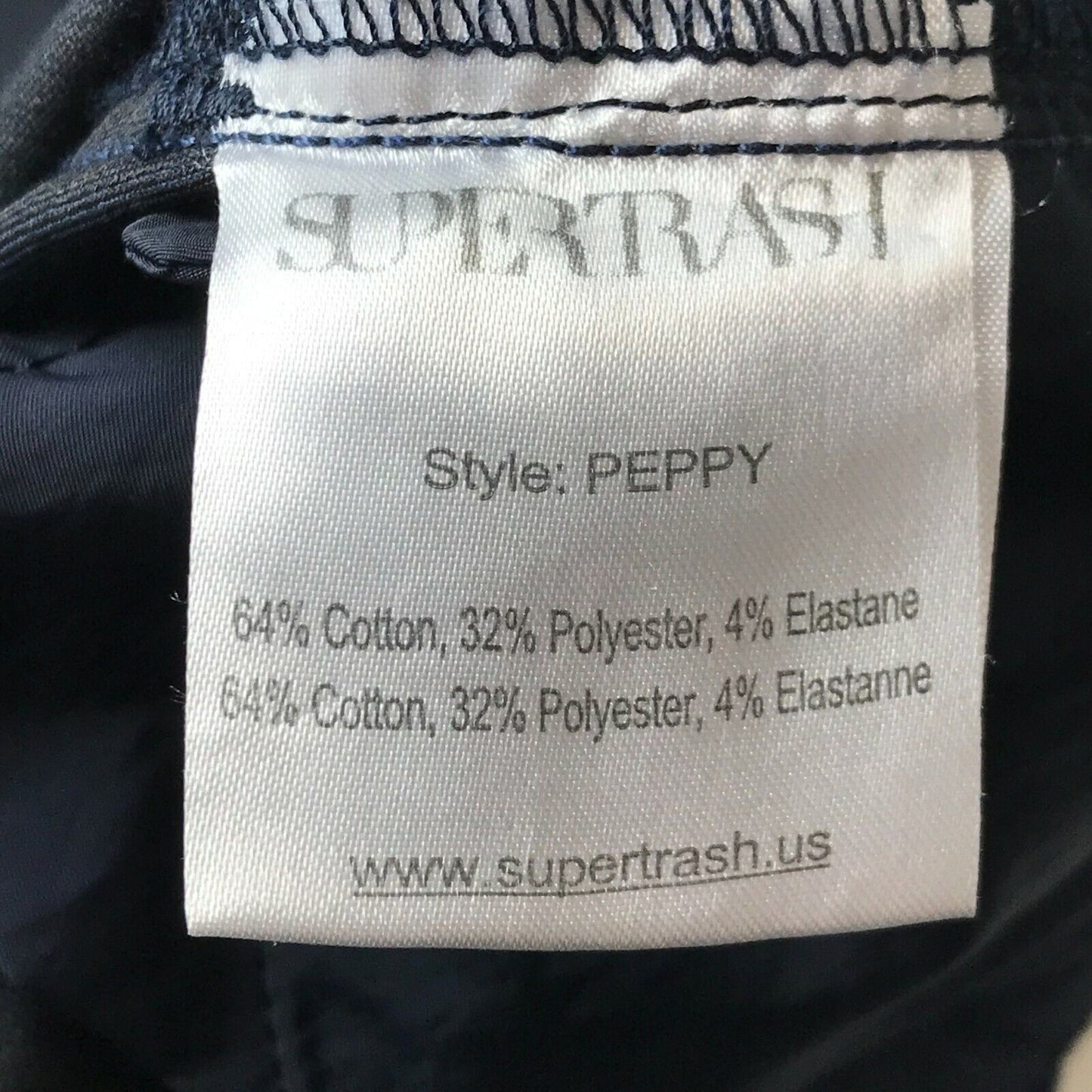 SUPERTRASH PEPPY Women Dark Blue Skinny Fit Chino Trousers Size W26 L32