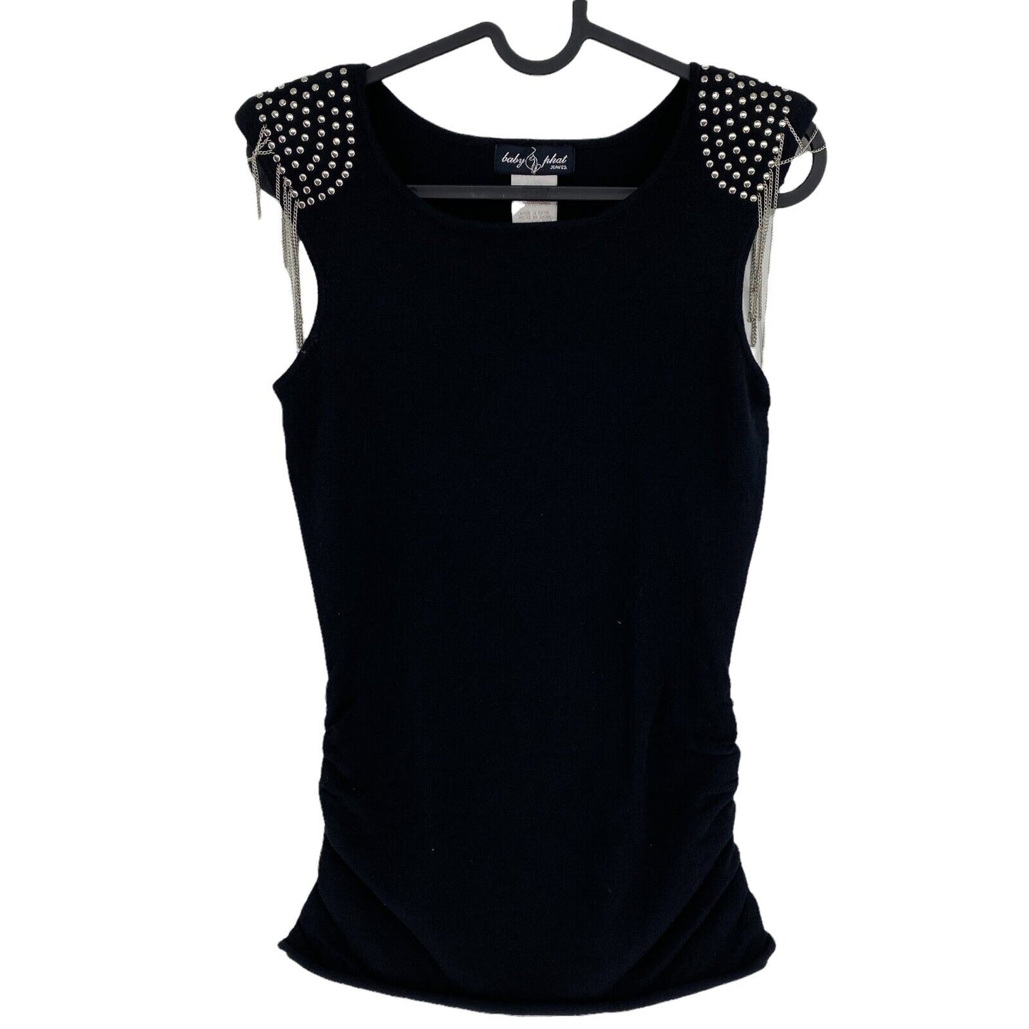 BABY PHAT Blouse noire sans manches à col rond Taille M