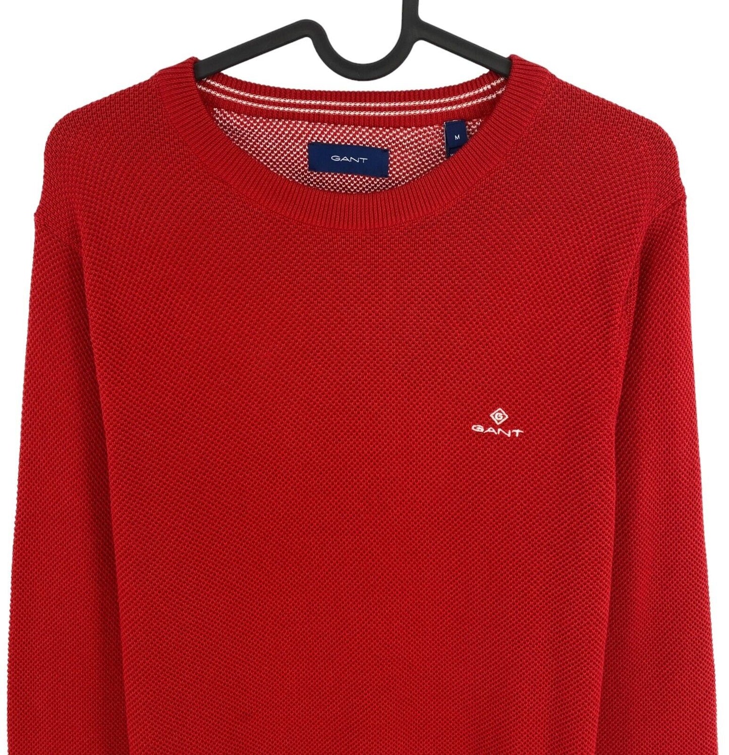 GANT Red Cotton Pique Crew Neck Sweater Jumper Size M