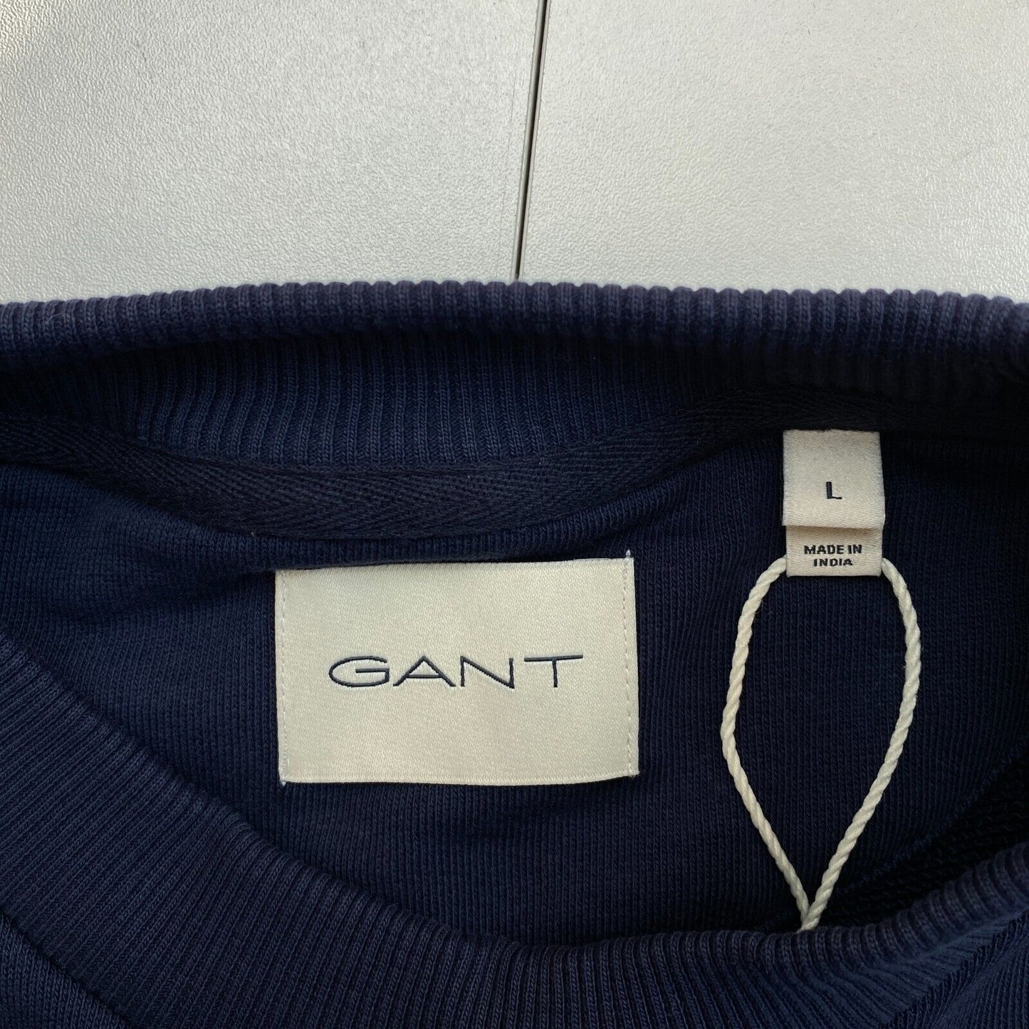 GANT Navy Blue Tonal Archive Shield Crew Neck Sweater Pullover Size L