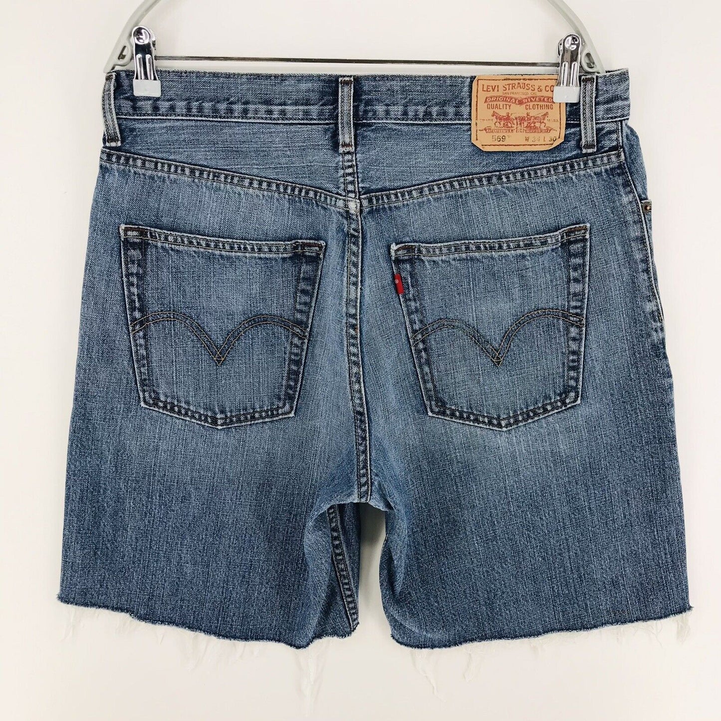 Vintage Levi's 569 Custom Made Blue Loose Straight Fit Cut-Off Denim Shorts W34