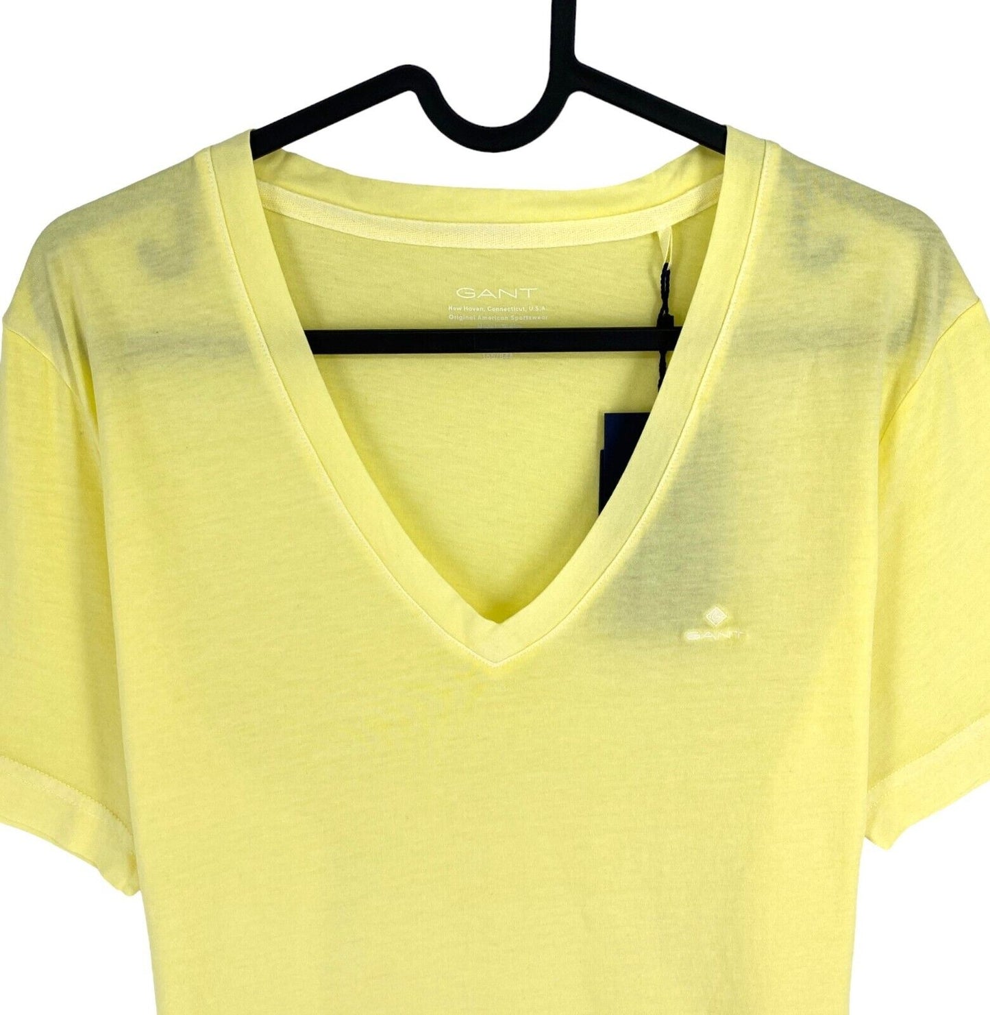 GANT Women Yellow Sun Faded V Neck Short Sleeve T Shirt Size L