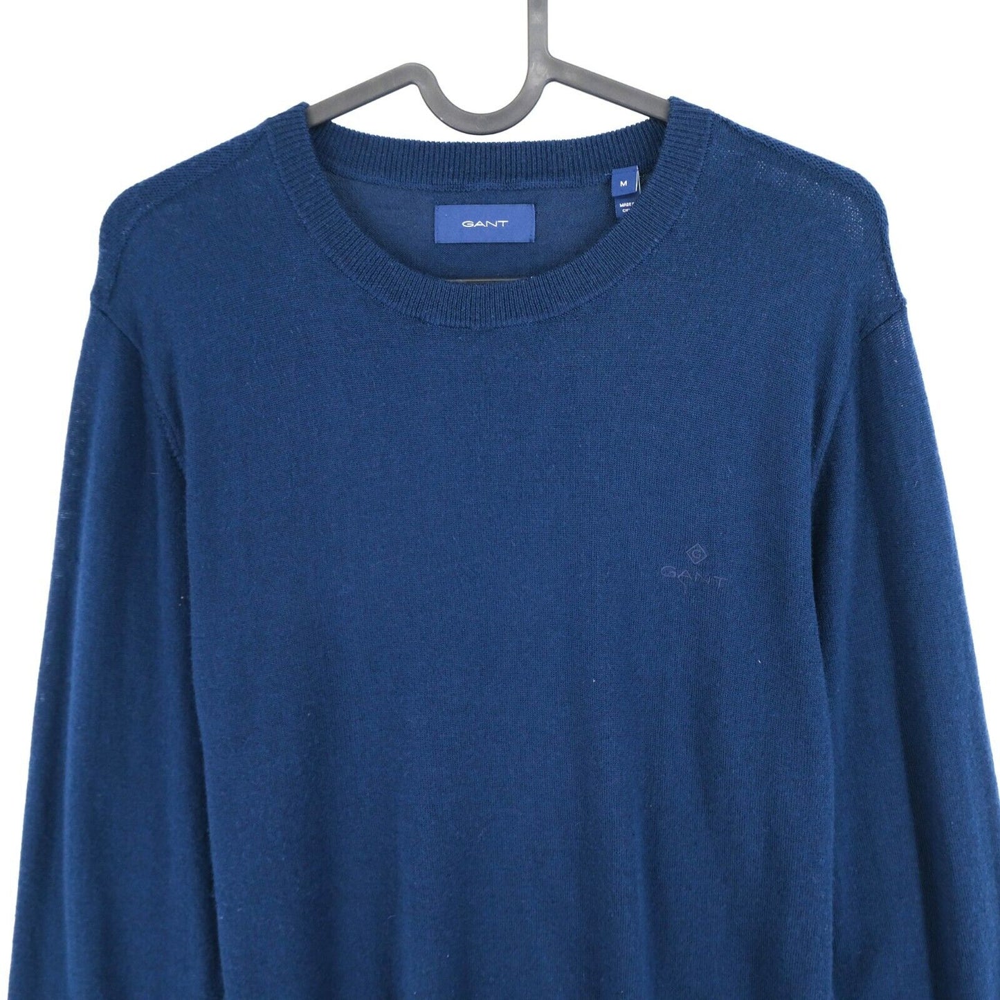 GANT Pullover, Rundhalsausschnitt, 100 % Wolle, Marineblau, Größe M