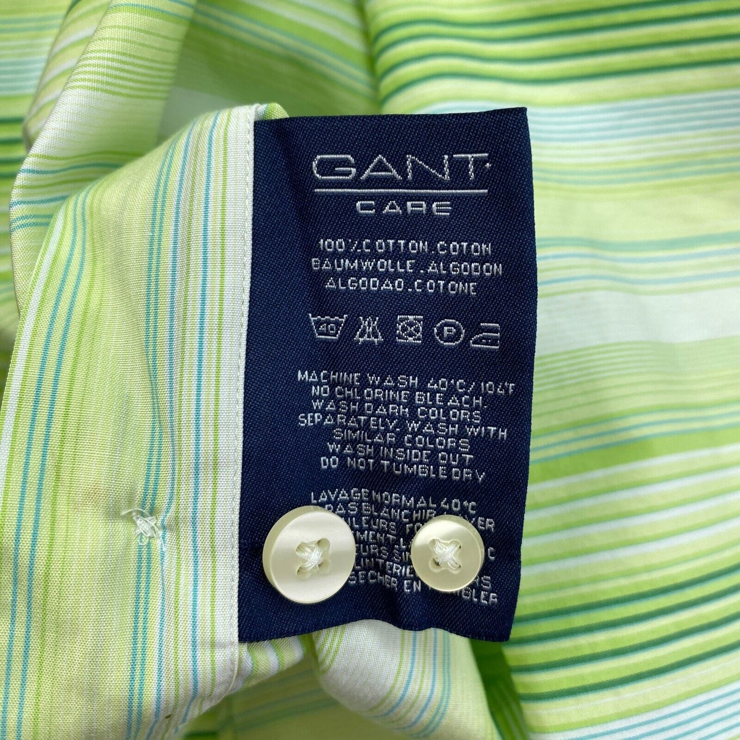 GANT Green Stripe Liberty Bell Poplin Shirt Size M