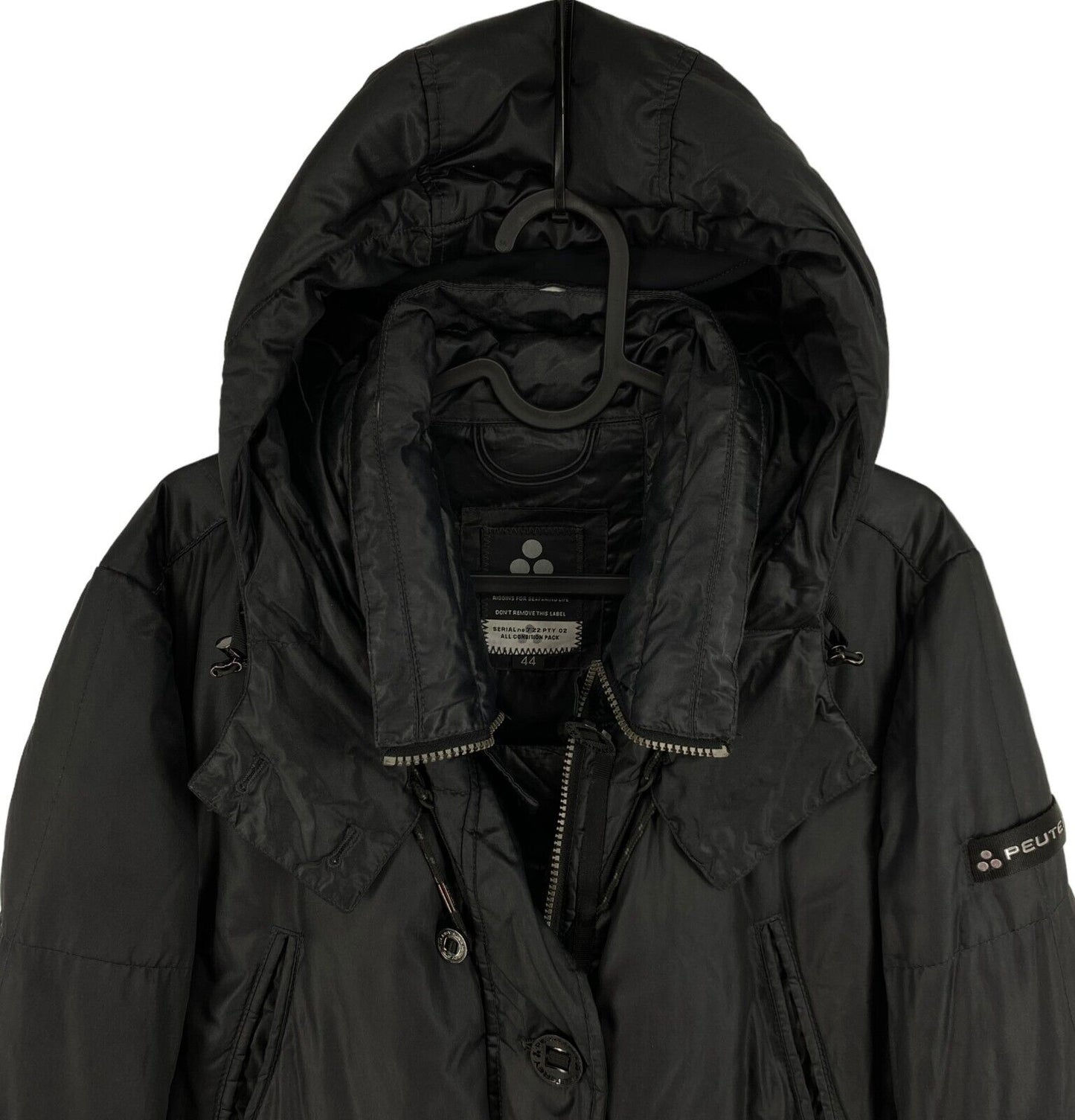 PEUTEREY Black Hooded Down Parka Jacket Coat Size 44 EU 40 UK 12 US 10