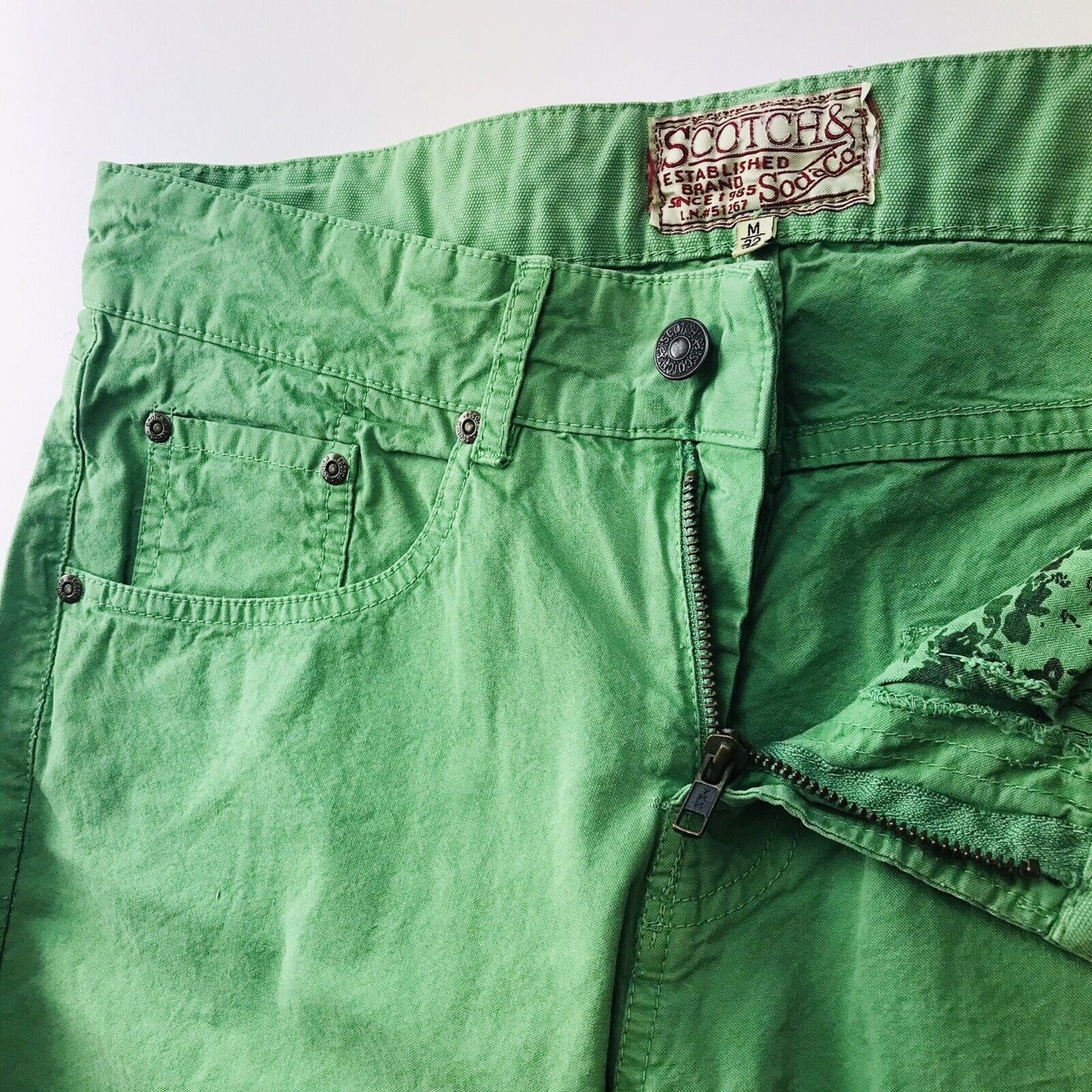 SCOTCH & SODA Green Regular Straight Fit Chino Pants Trousers S W30 / M W32