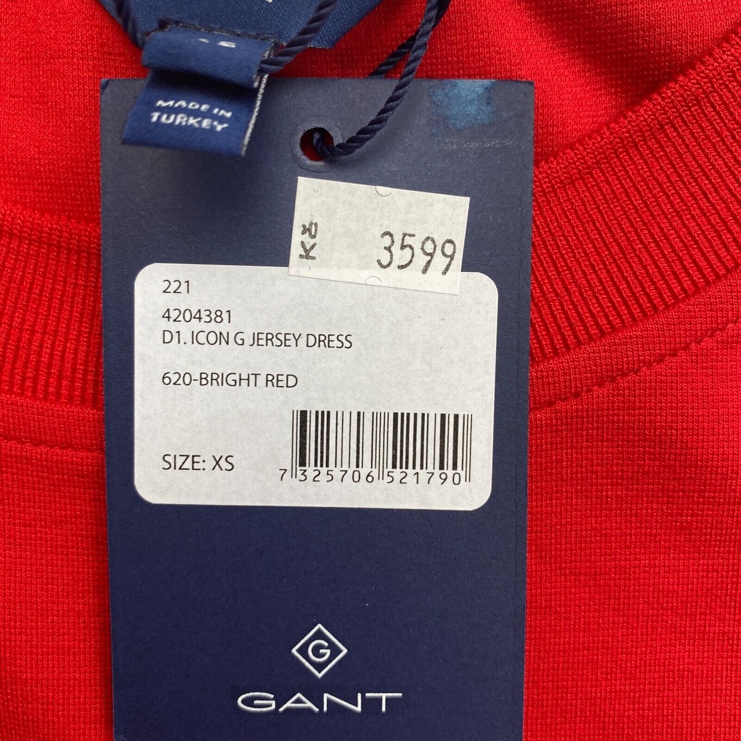 GANT Red Icon G Jersey Manches Courtes Longue Robe T-shirt Taille XS