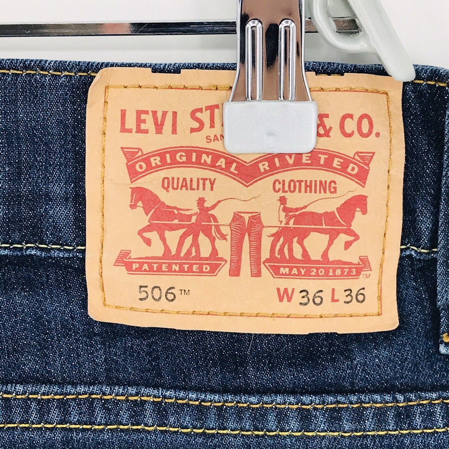 Levi's 506 Dark Blue Stretch Standard Regular Straight Fit Jeans Size W36 L31