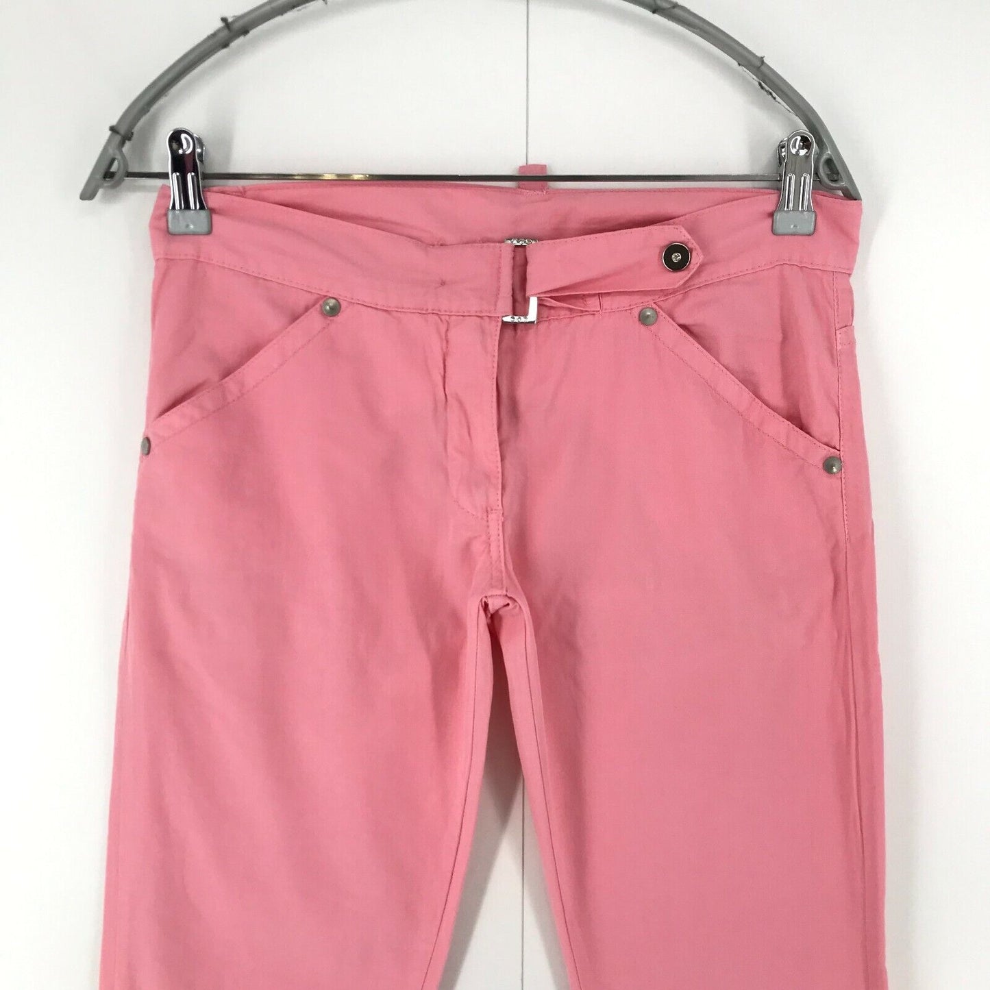 MET Women Pink Ankle Zip Slim Fit Trousers Size W27 Made In Italy