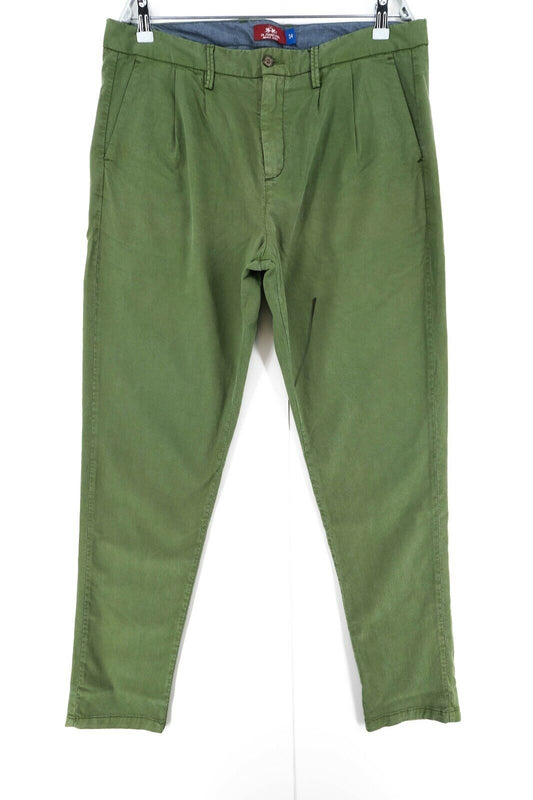 LA MARTINA Green Cotton Chino Regular Fit Pants Trousers Size W34 L34