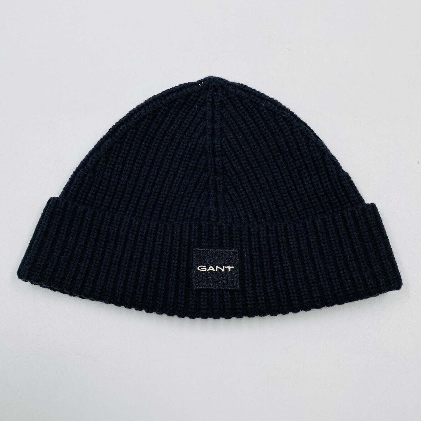 GANT Unisex Adult Black Cotton Wool Blend Knit Beanie Winter Hat One Size