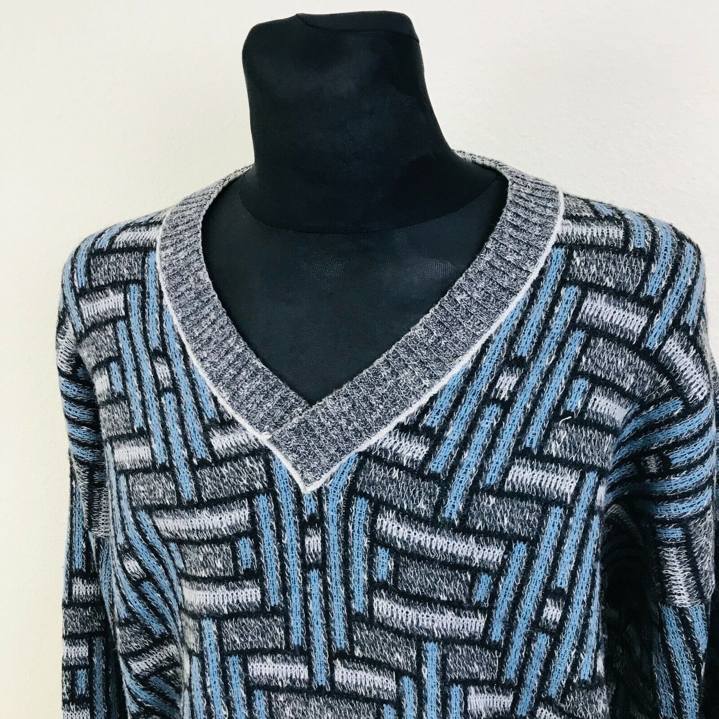 Cosby Vintage Retro 90s Mode Monte Carlo Blue Sweater Jumper Size UK/US 40 EU 50