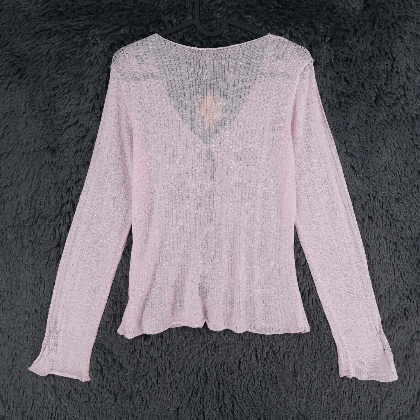 LANEROSSI Pink V Neck 100% Merino Wool Cardigan Size 2 - M