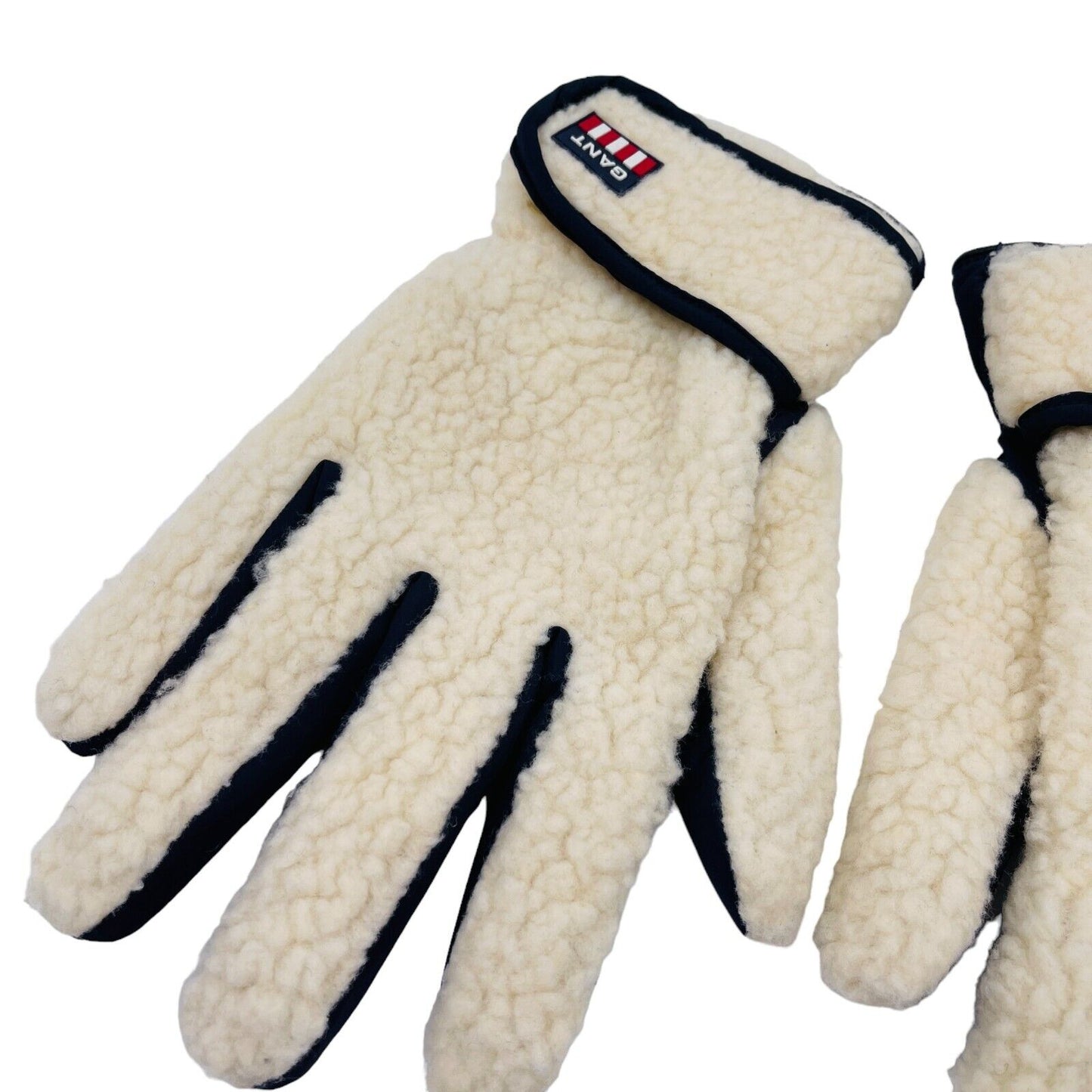 GANT Beige Shearling Outside Wool & Cashmere Lining Women Gloves Size L XL