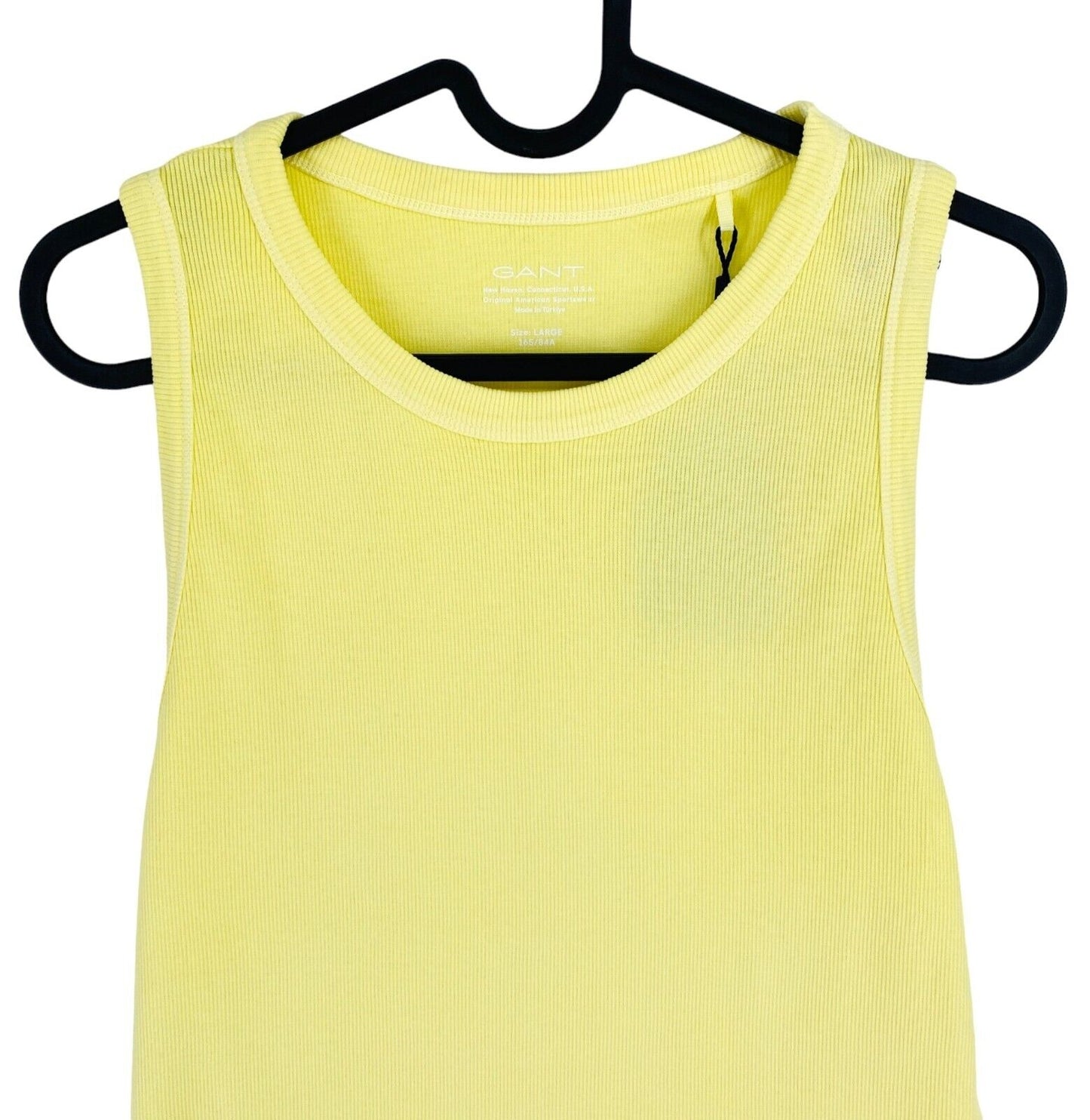 GANT Women Yellow Sun Faded Crew Neck Rib Tank Top Size L