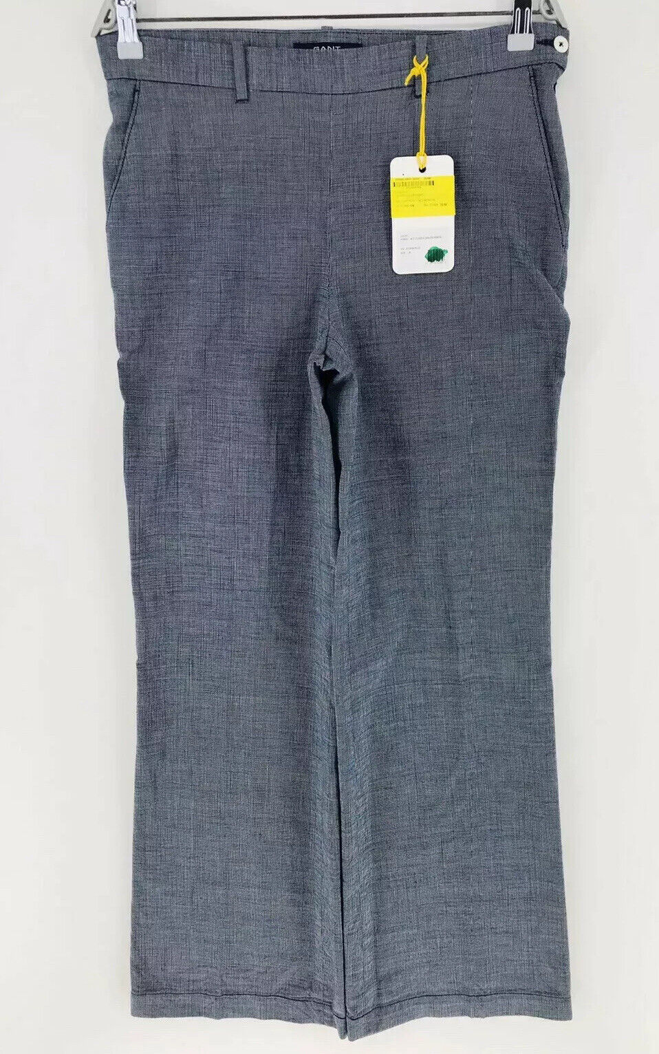 €179 GANT Women Grey Blue Loose Flared Fit Chino Trousers EUR 38 US 8 UK 12