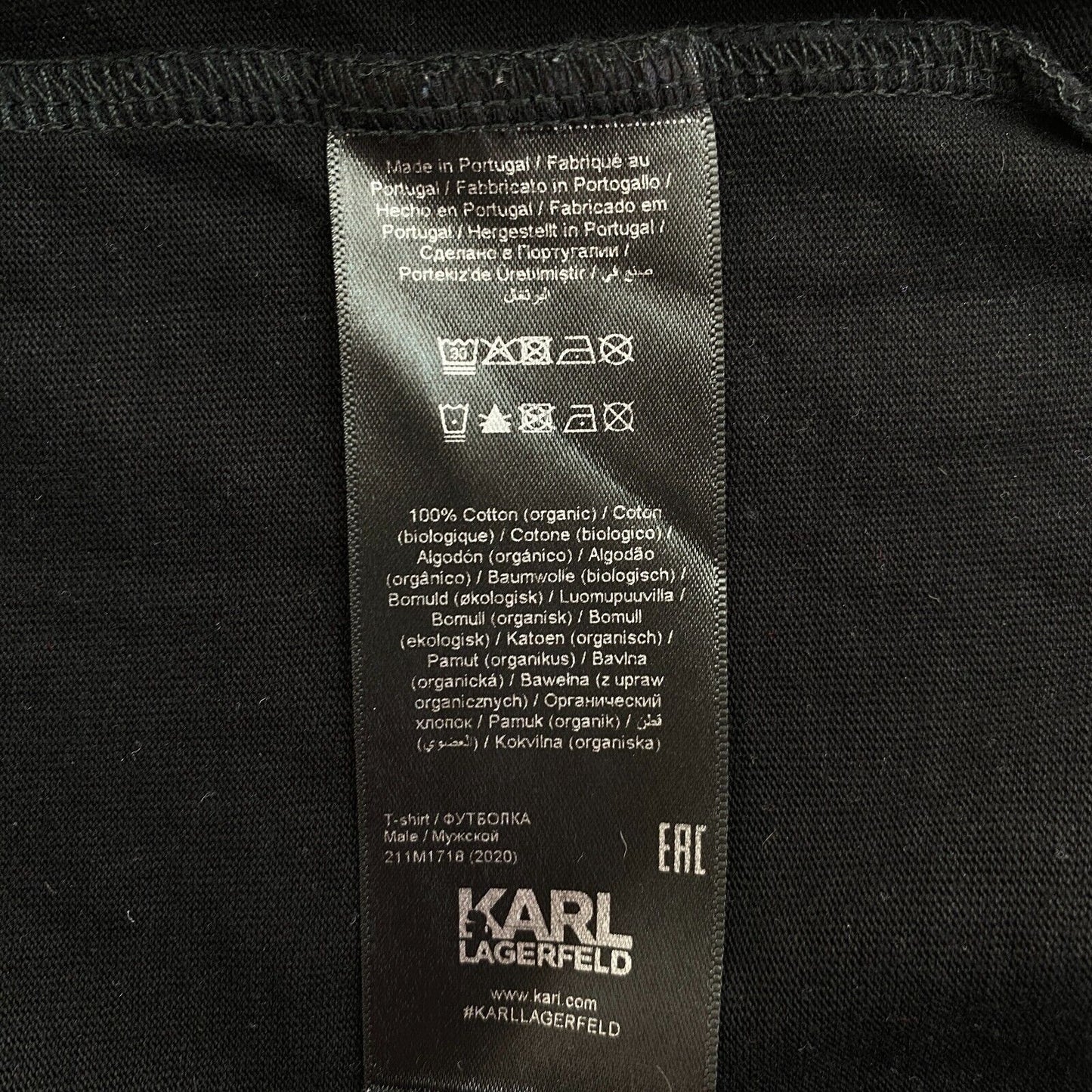 KARL LAGERFELD T-shirt à col rond imprimé floqué noir Taille L