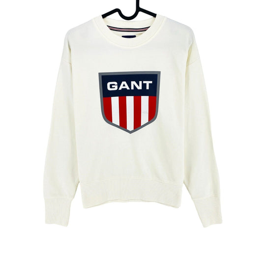 GANT White Retro Shield Crew Neck Sweater Jumper Size S