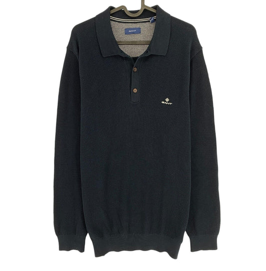 GANT Navy Blue Cotton Pique Polo Sweater Pullover Size 2XL XXL