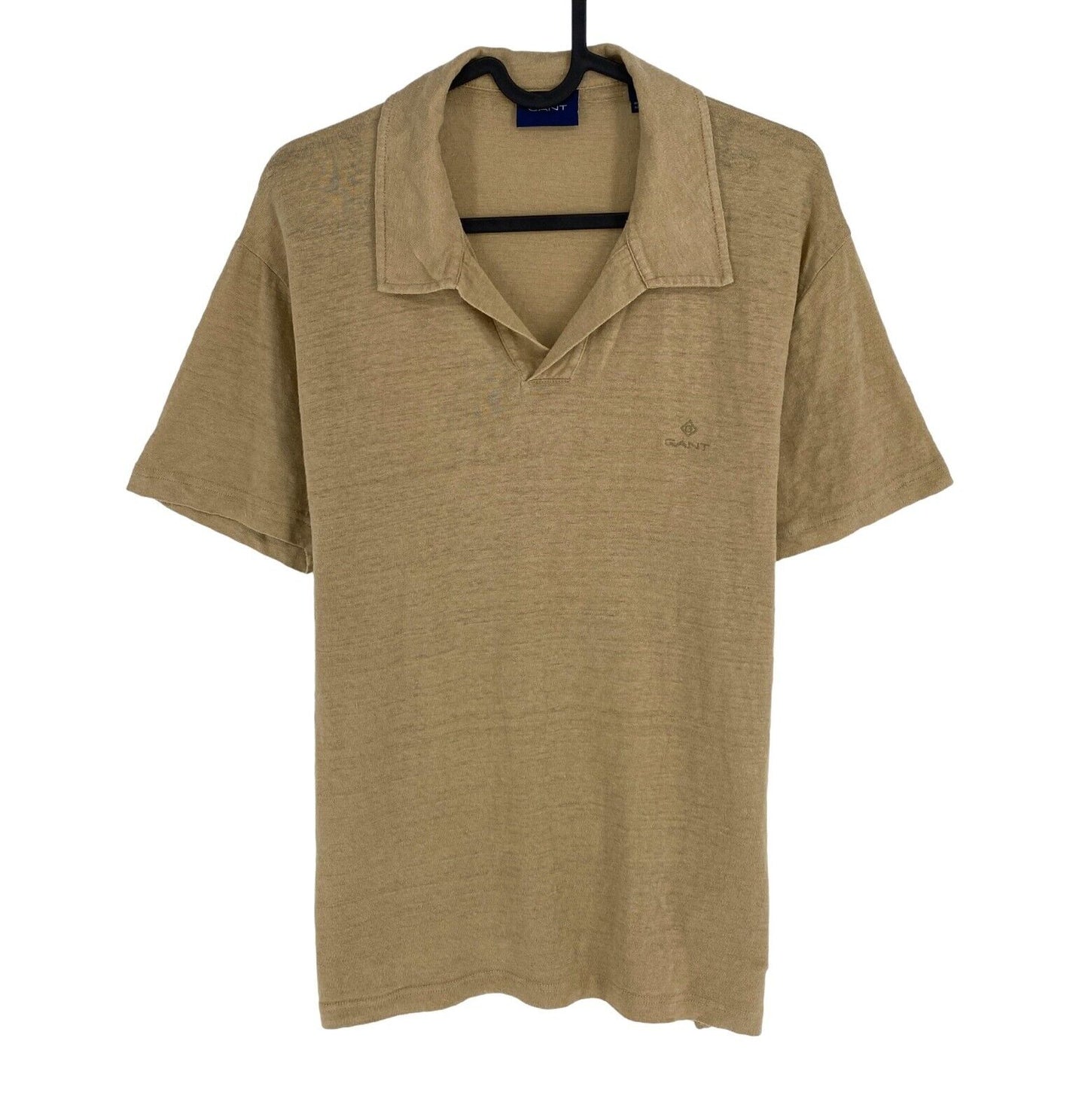 GANT Men Brown Linen Rugger Short Sleeves Polo Shirt Size M