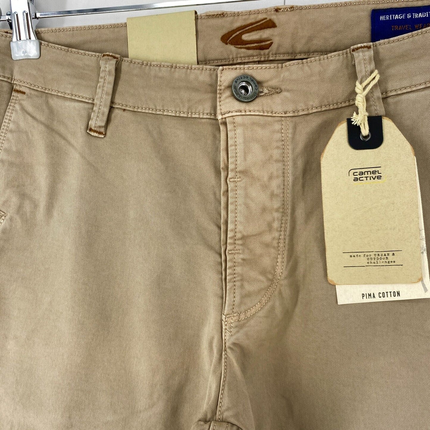 Camel Active MADISON Beige Modern Slim Fit Chino Trousers W32 L30