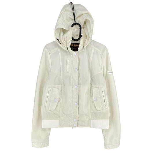 WOOLRICH Cream White Hooded Jacket Size M