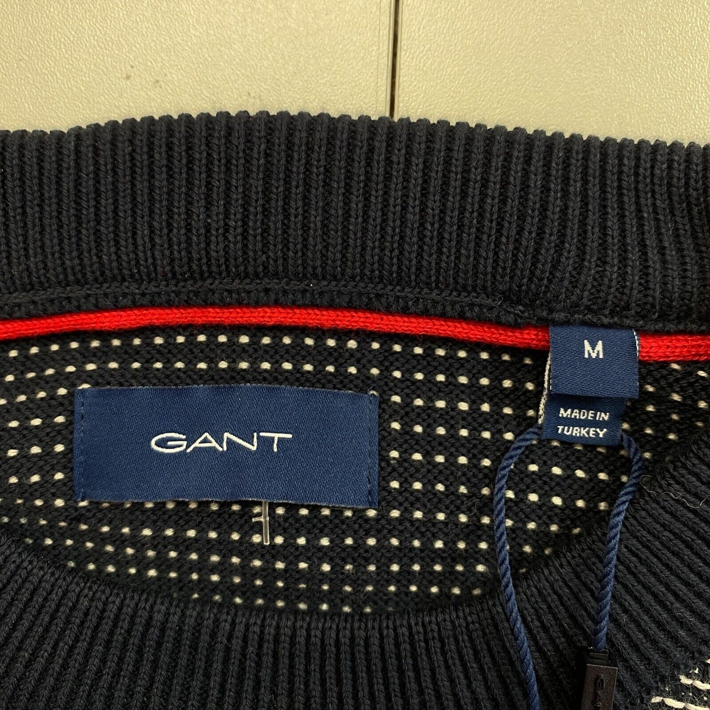 GANT Navy Blue Light Texture Crew Neck Sweater Pullover Size M