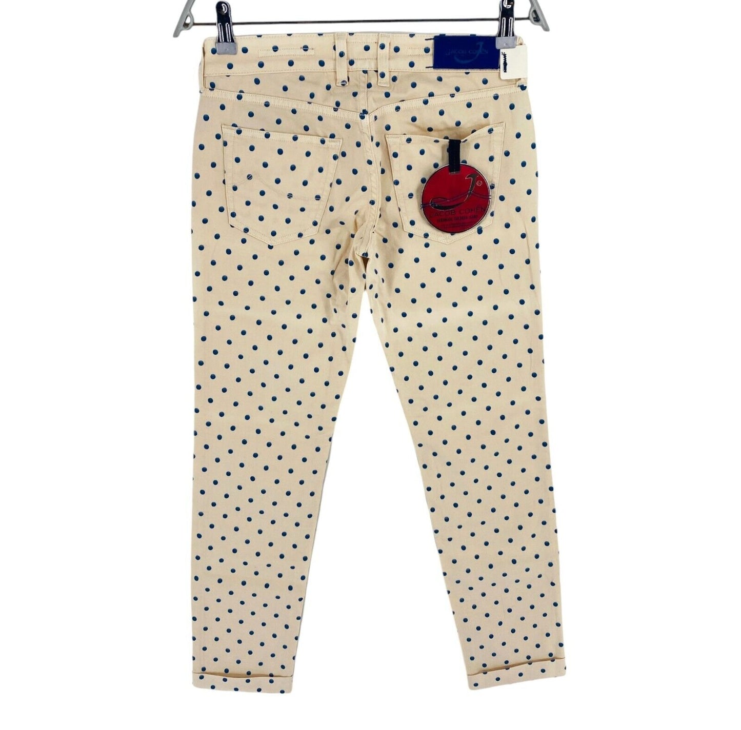 JACOB COHEN Women J7209 Beige Polka Dot Chino Pants Trousers Size W26 L28